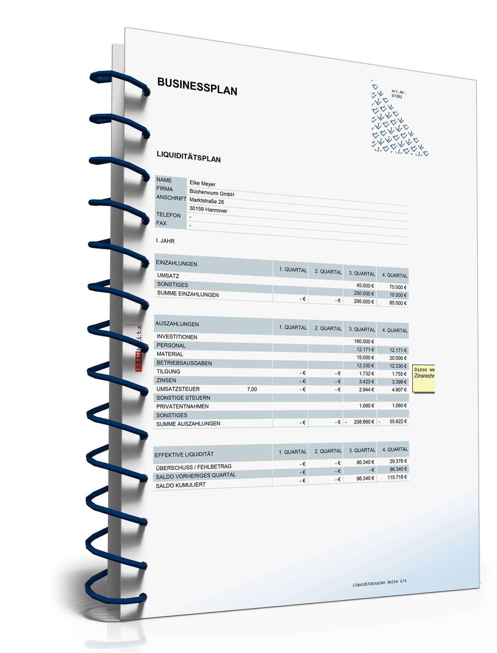 Businessplan Buchhandlung Excel. Seite: 24
