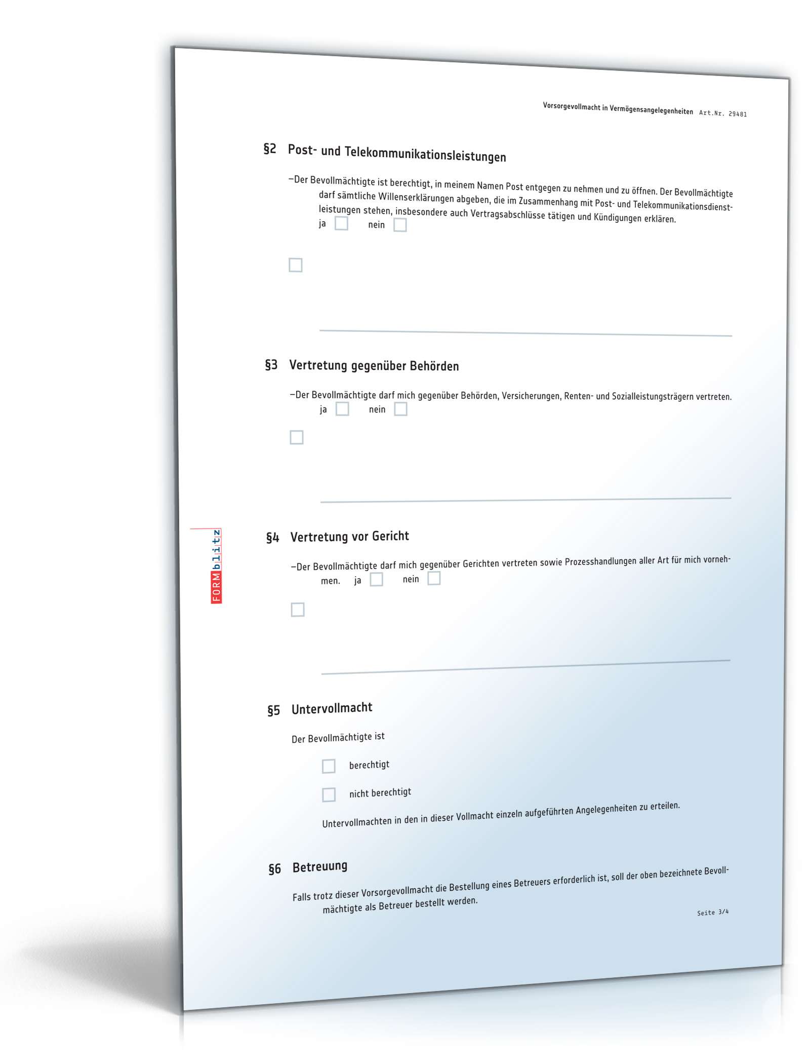 Vorsorgevollmacht Vermögensangelegenheiten PDF. Seite: 3