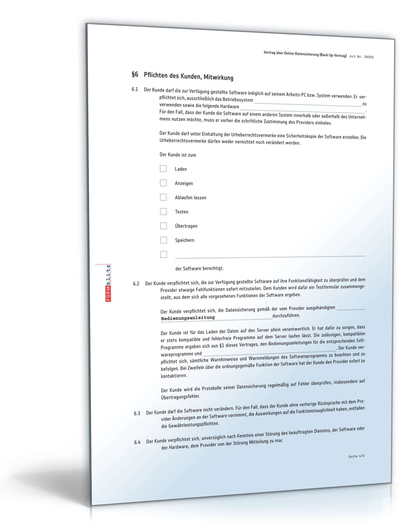 Vertrag Online-Datensicherung PDF. Seite: 4