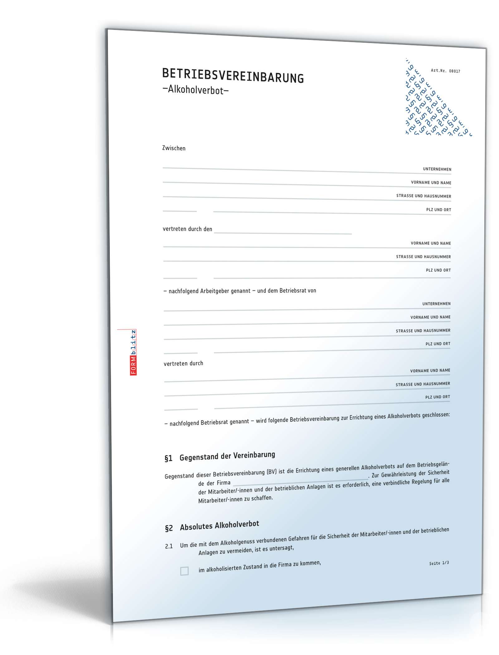 Betriebsvereinbarung Alkoholverbot PDF