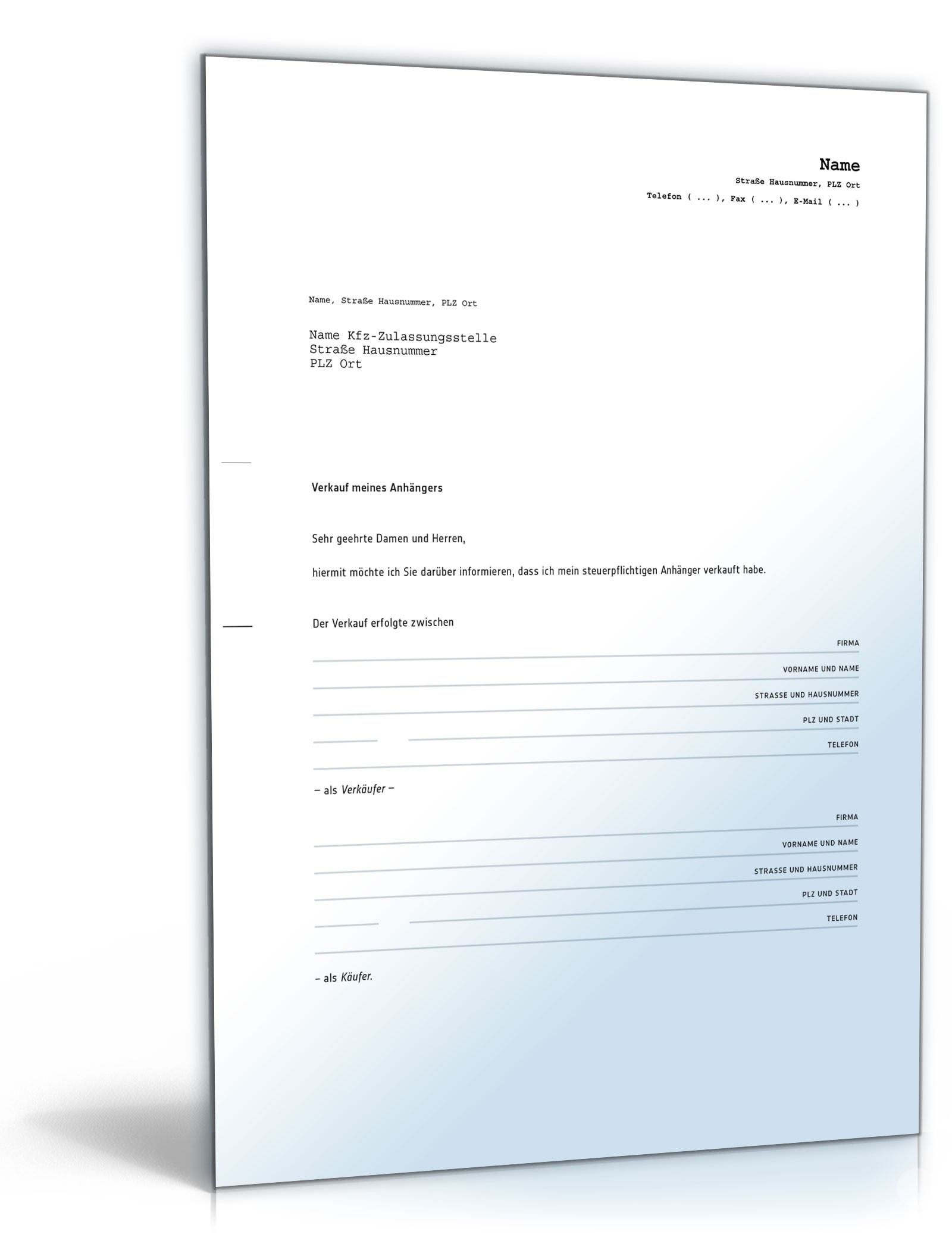 Kaufvertrag Anhänger PDF. Seite: 6