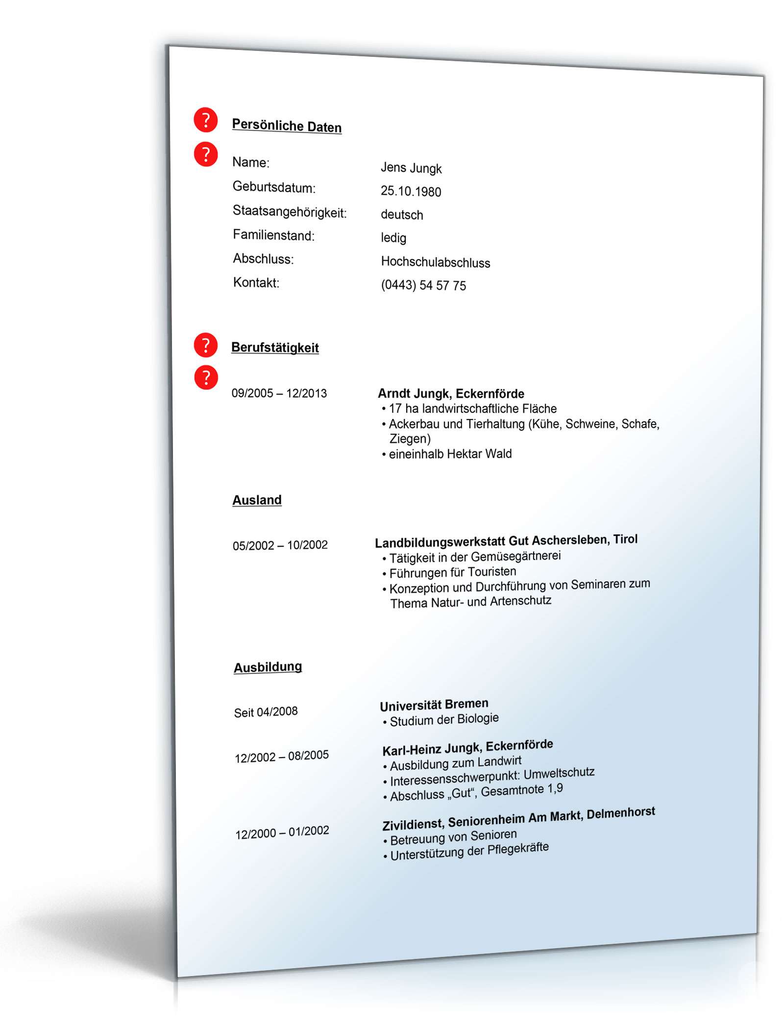 Lebenslauf Landwirt PDF. Seite: 2