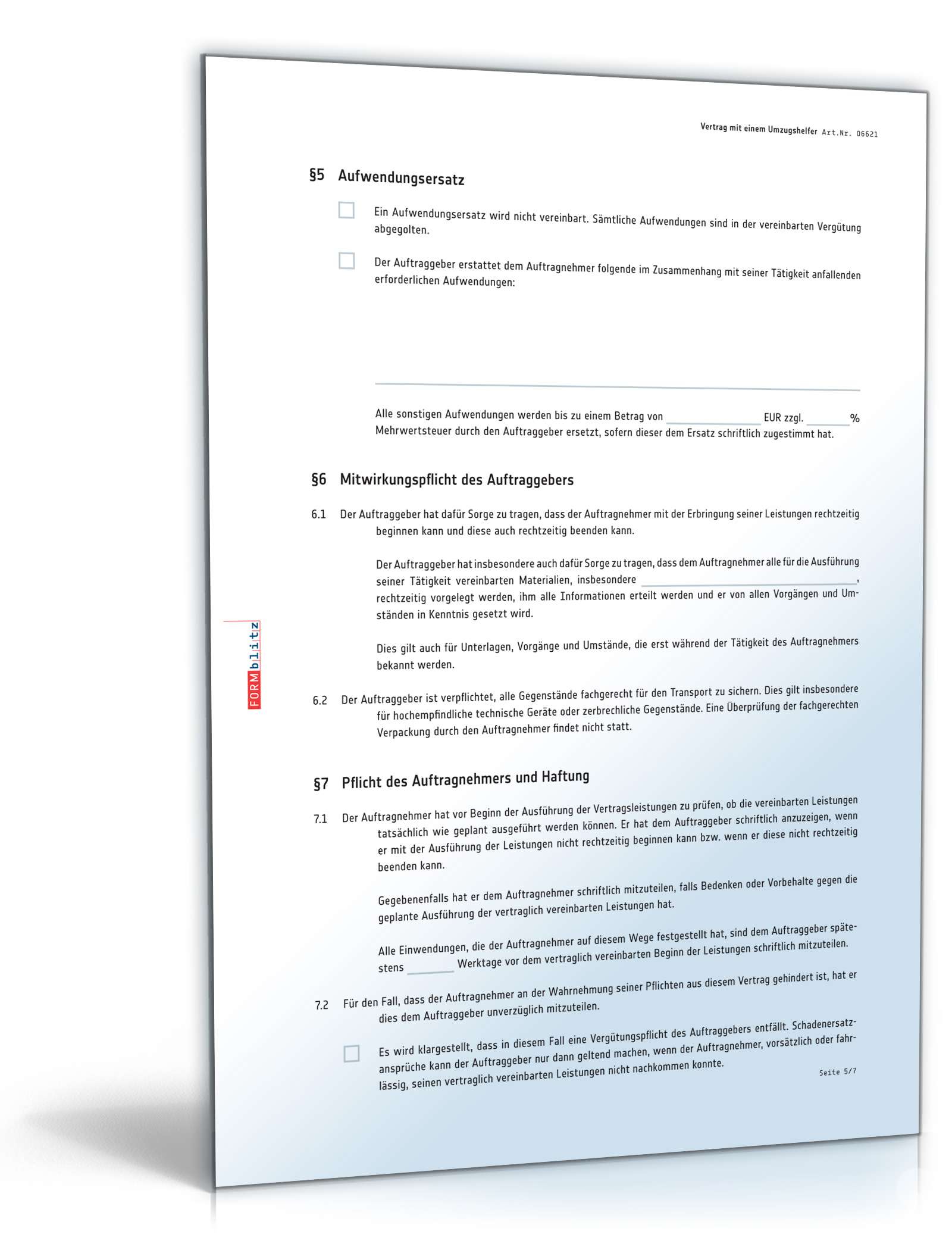 Vertrag Umzugshelfer PDF. Seite: 5