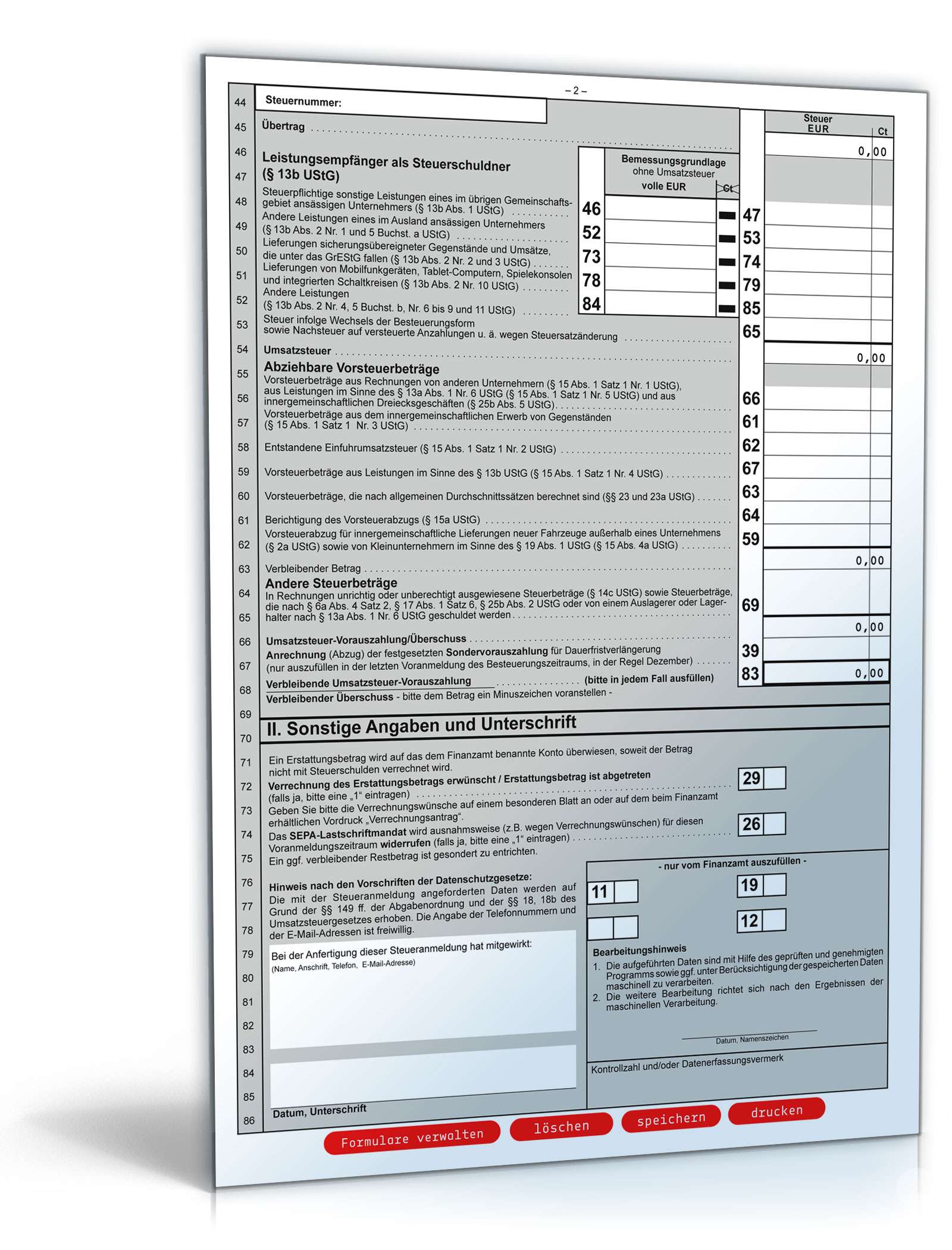 Umsatzsteuer-Voranmeldung 2015 PDF. Seite: 2