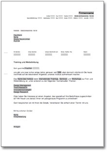 Werbebrief für ein Weiterbildungsinstitut Word