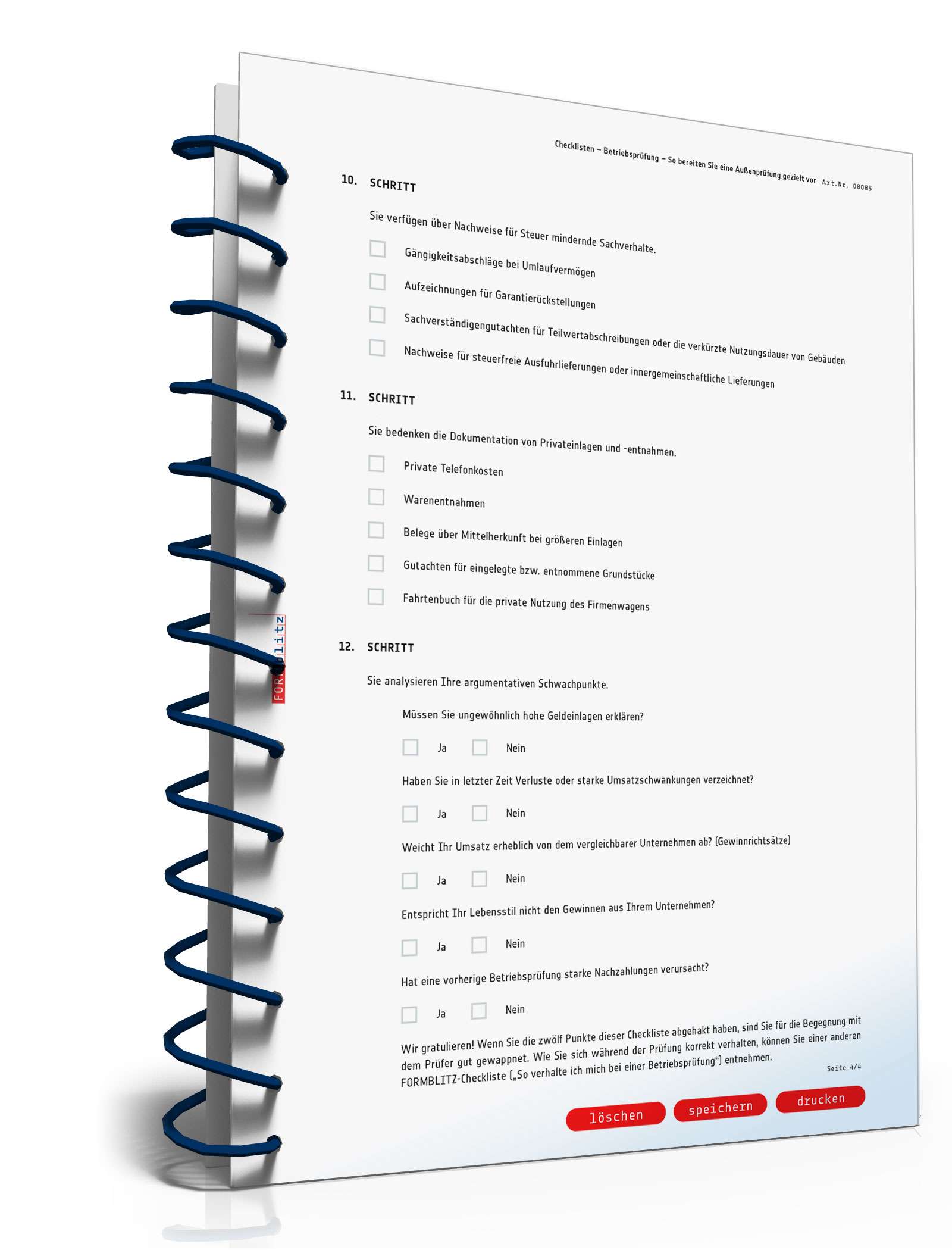 Checkliste Vorbereitung Betriebsprüfung PDF. Seite: 4