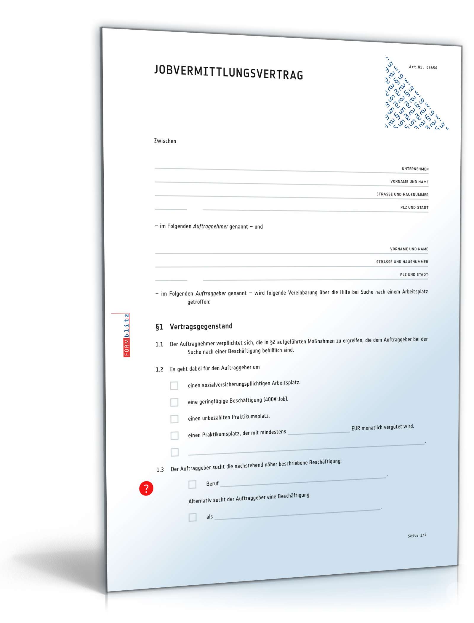 Vertrag Jobvermittlung PDF