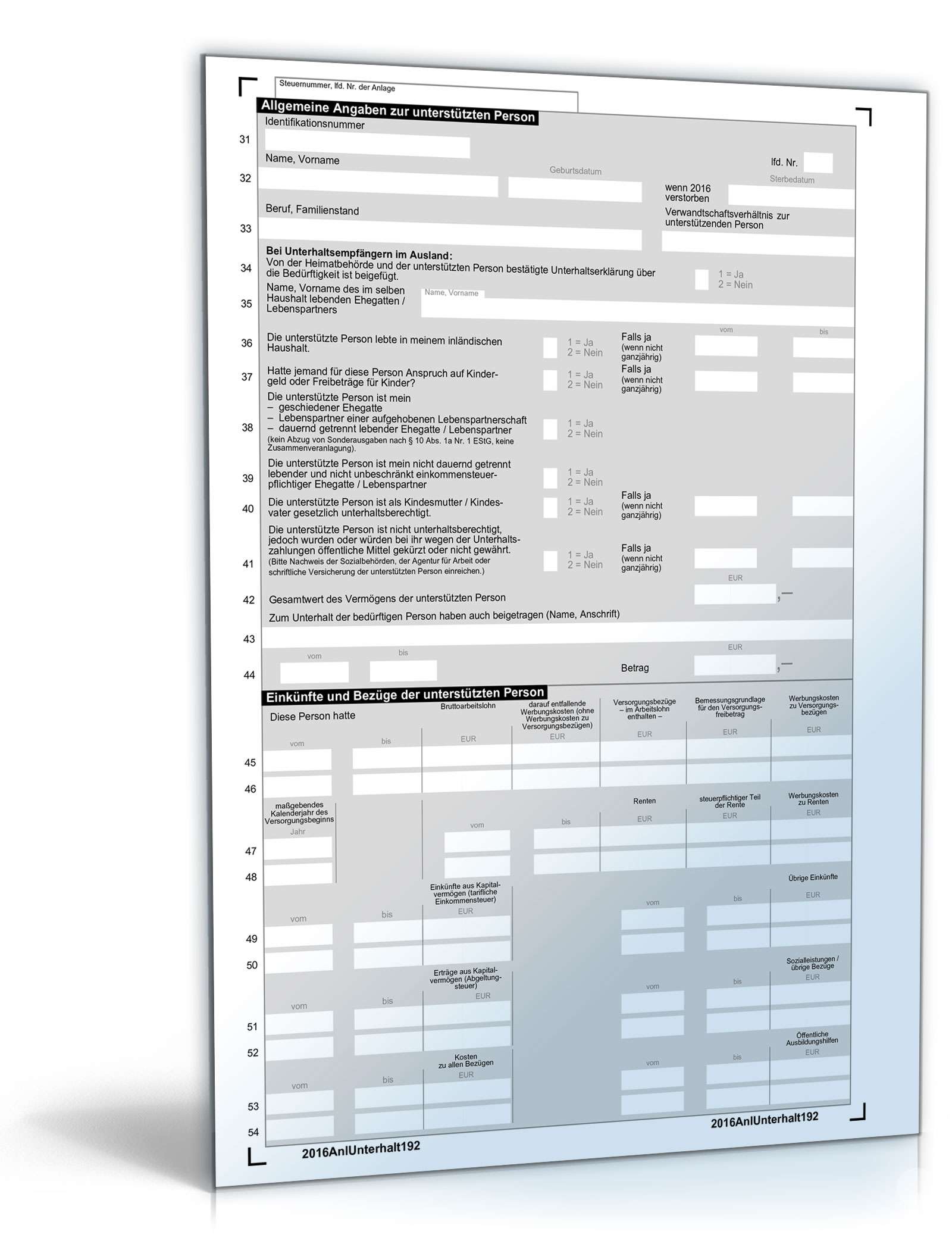 Anlage Unterhalt 2016 PDF. Seite: 2