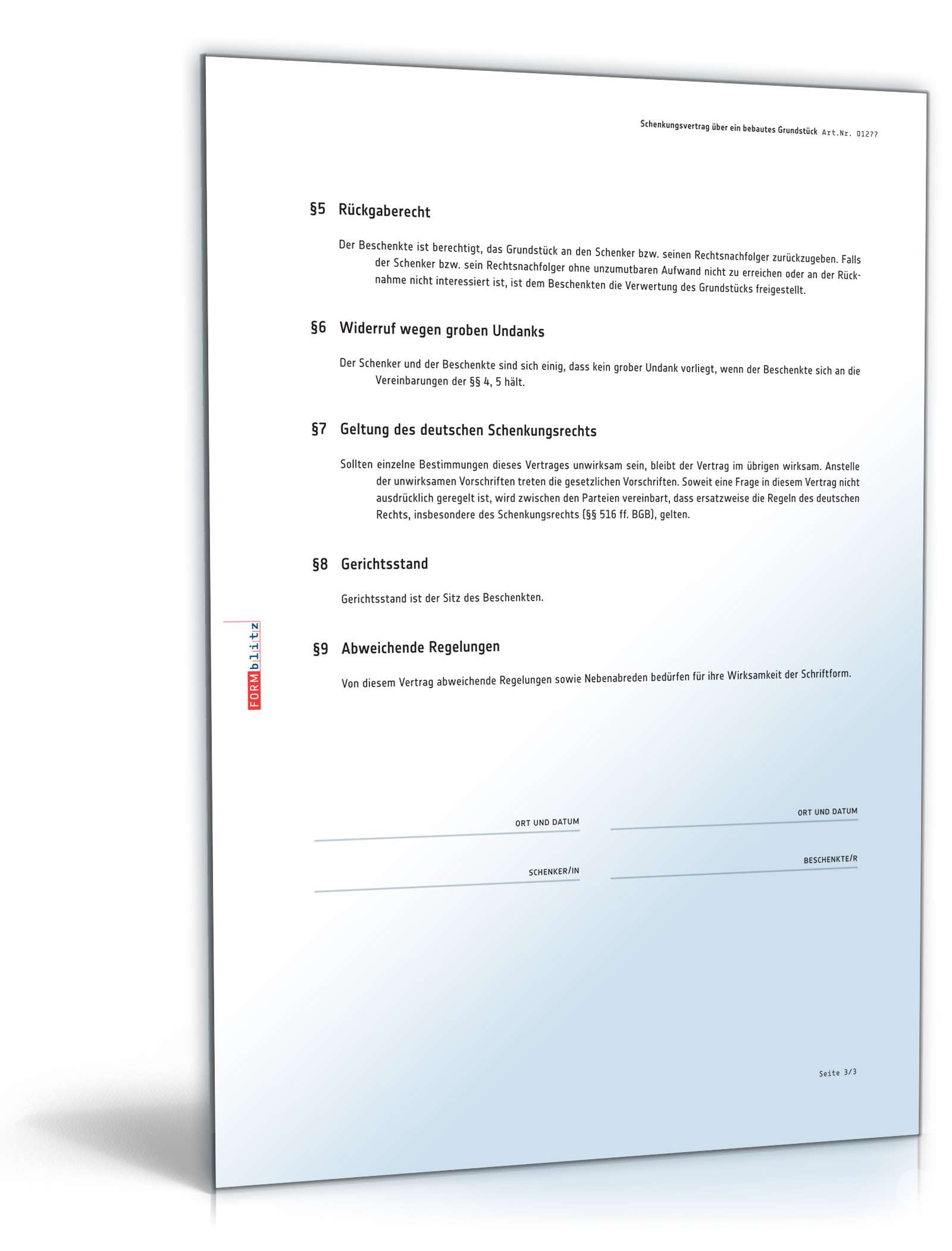 Schenkungsvertrag Grundstück PDF. Seite: 3