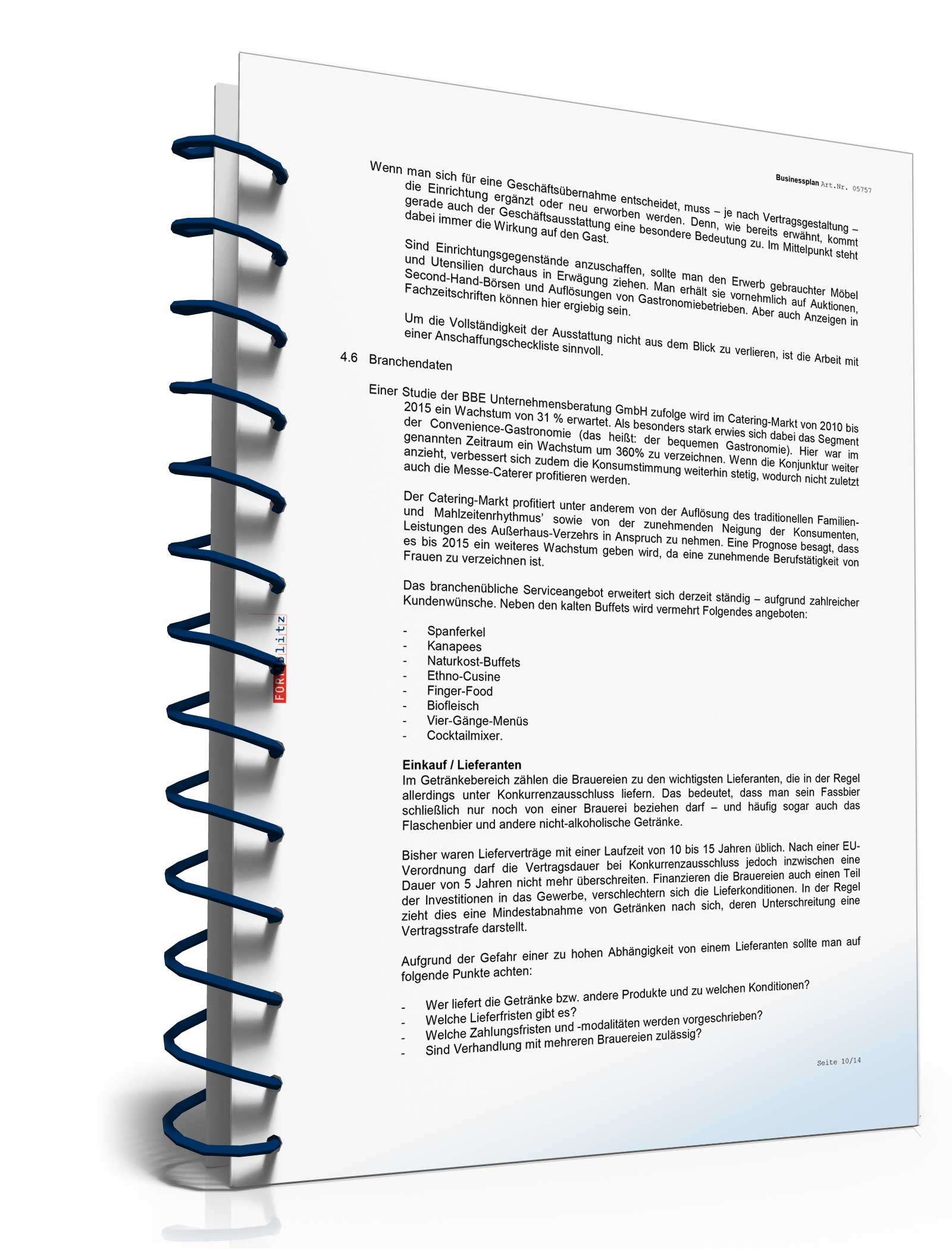 Businessplan Catering-Service Excel. Seite: 11