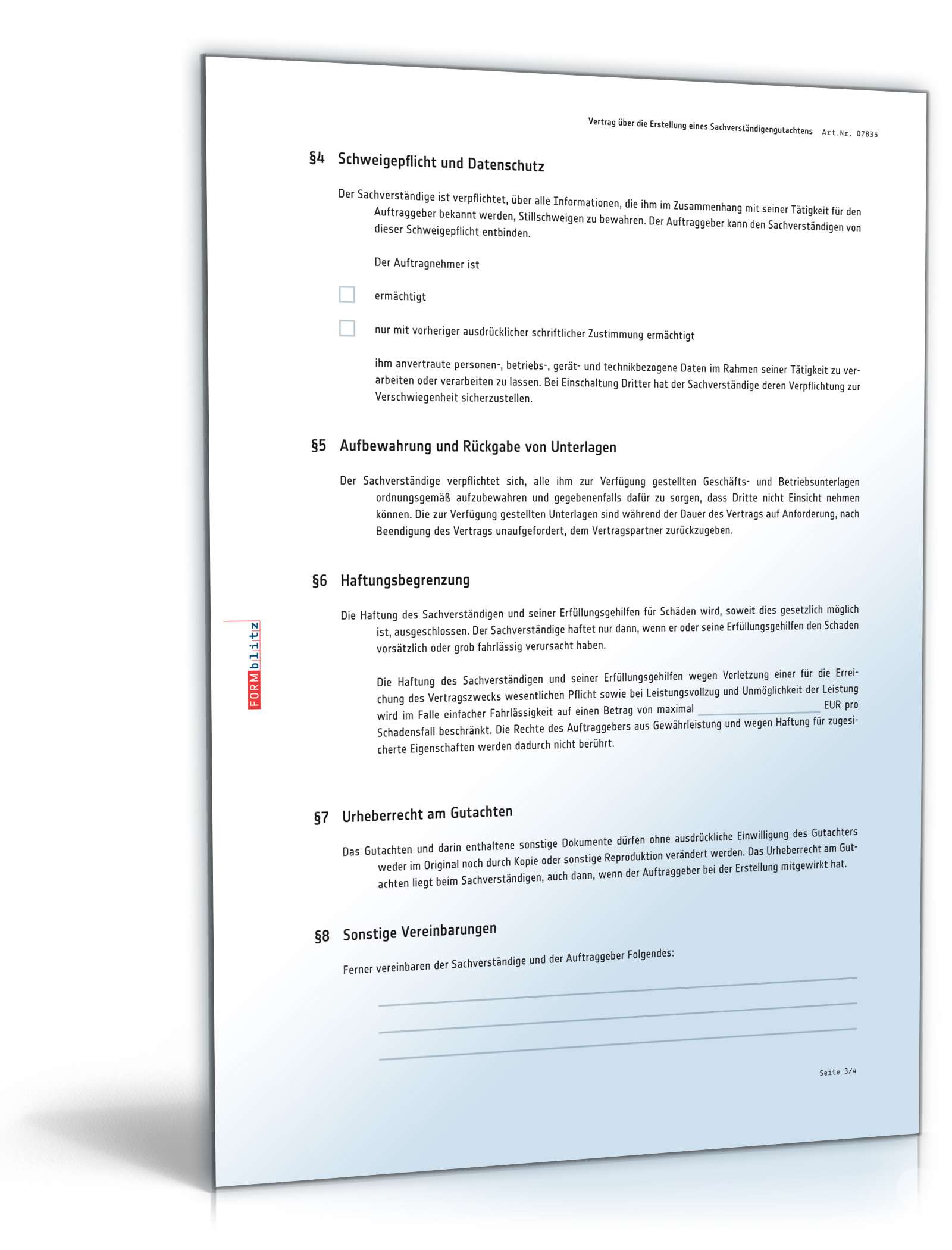 Vertrag Sachverständigengutachten PDF. Seite: 3