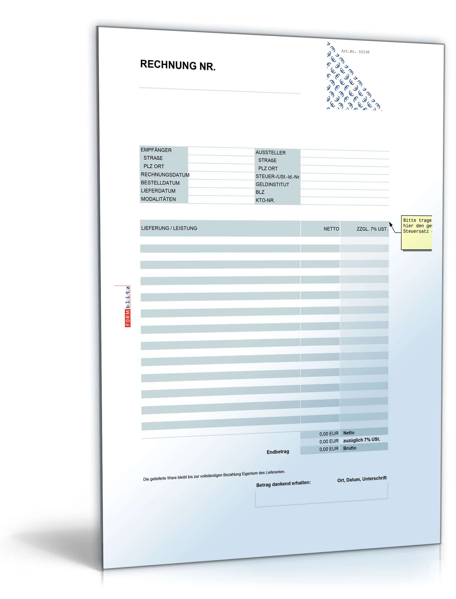 8 verschiedene Rechnungsvorlagen als Excel-Tabelle Excel. Seite: 8