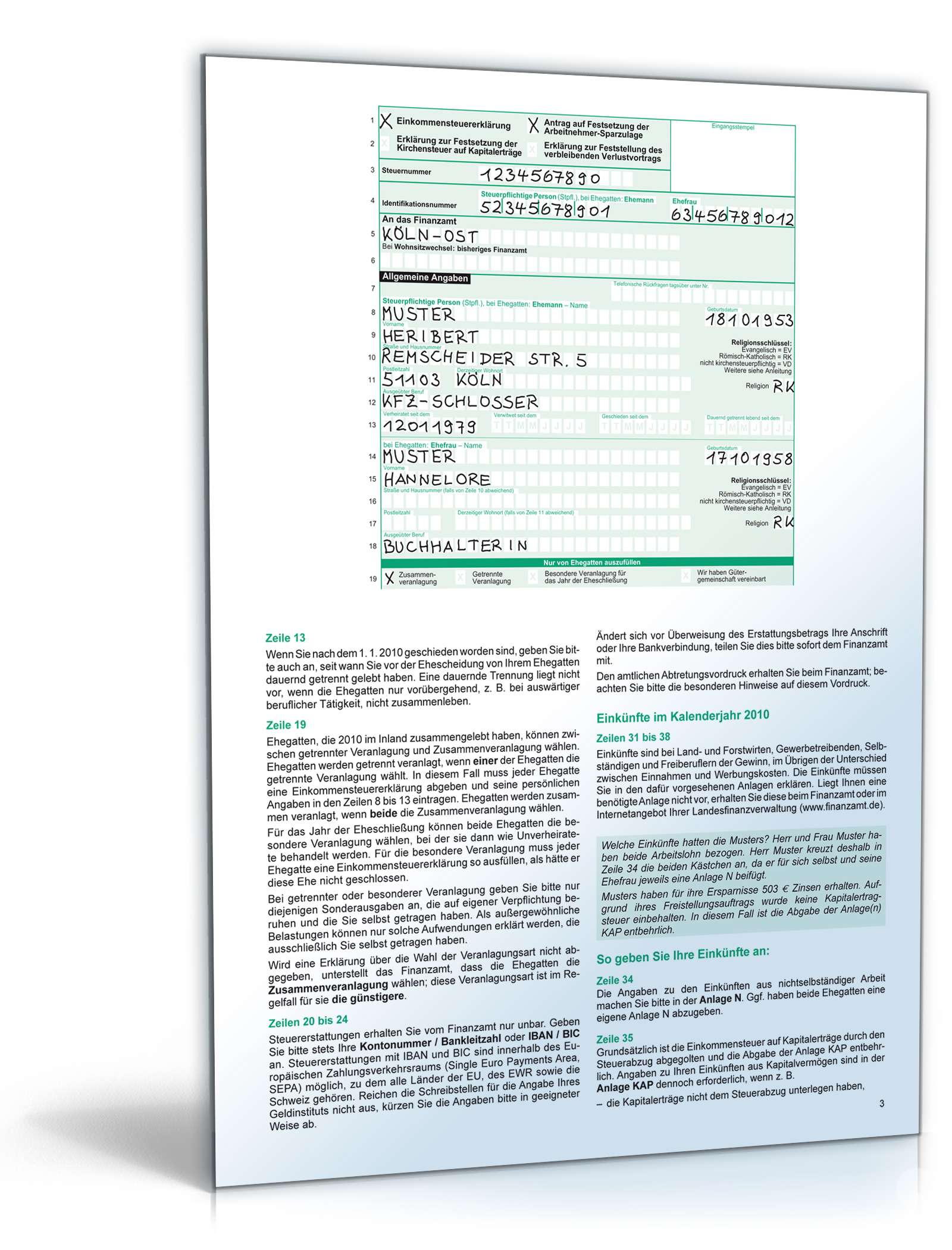 Anleitung zur Einkommensteuererklärung 2010 PDF. Seite: 3