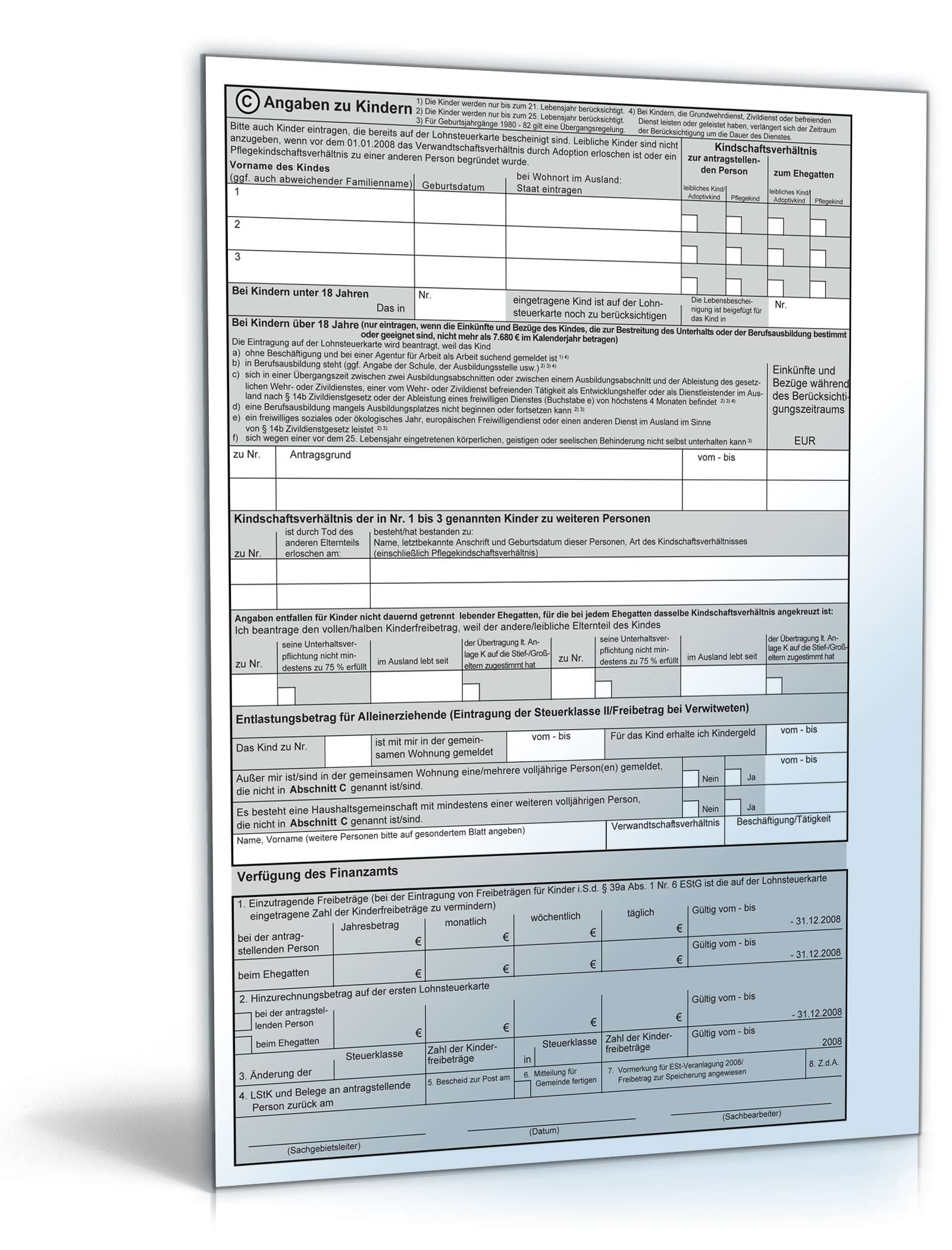 Vereinfachter Antrag auf Lohnsteuerermäßigung 2008 PDF. Seite: 2