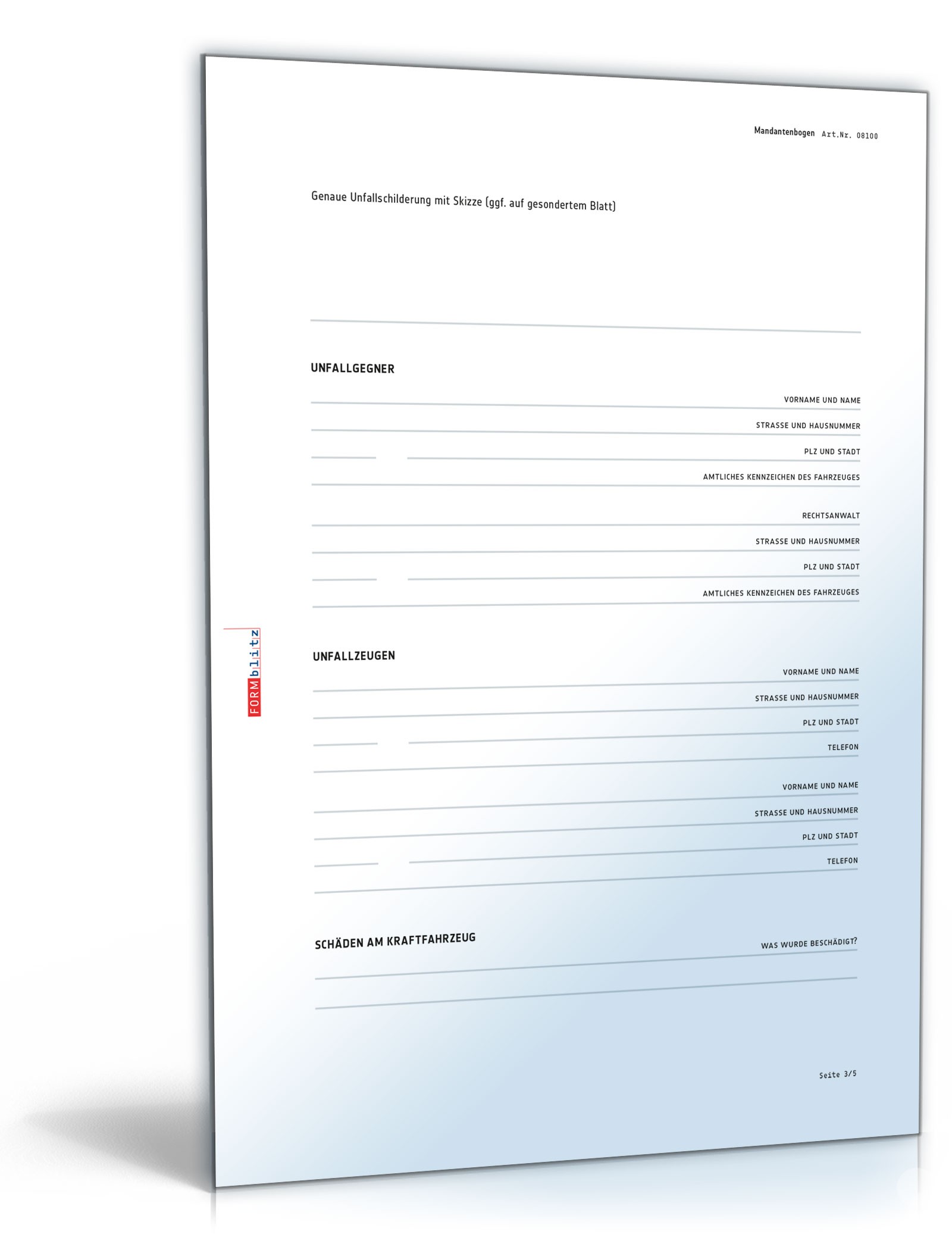 Mandantenbogen Verkehrssachen PDF. Seite: 3