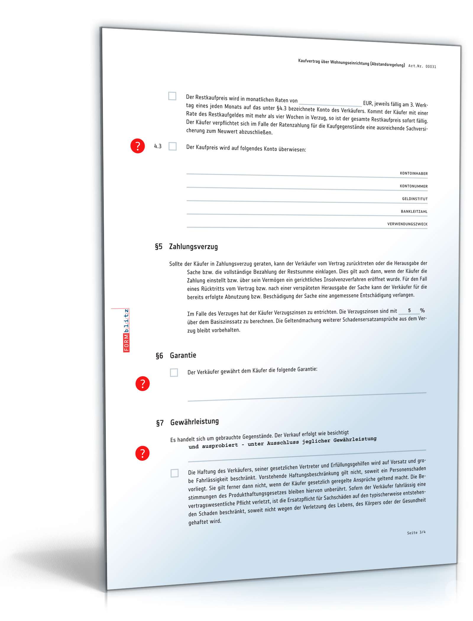 Kaufvertrag Wohnungseinrichtung  PDF. Seite: 3