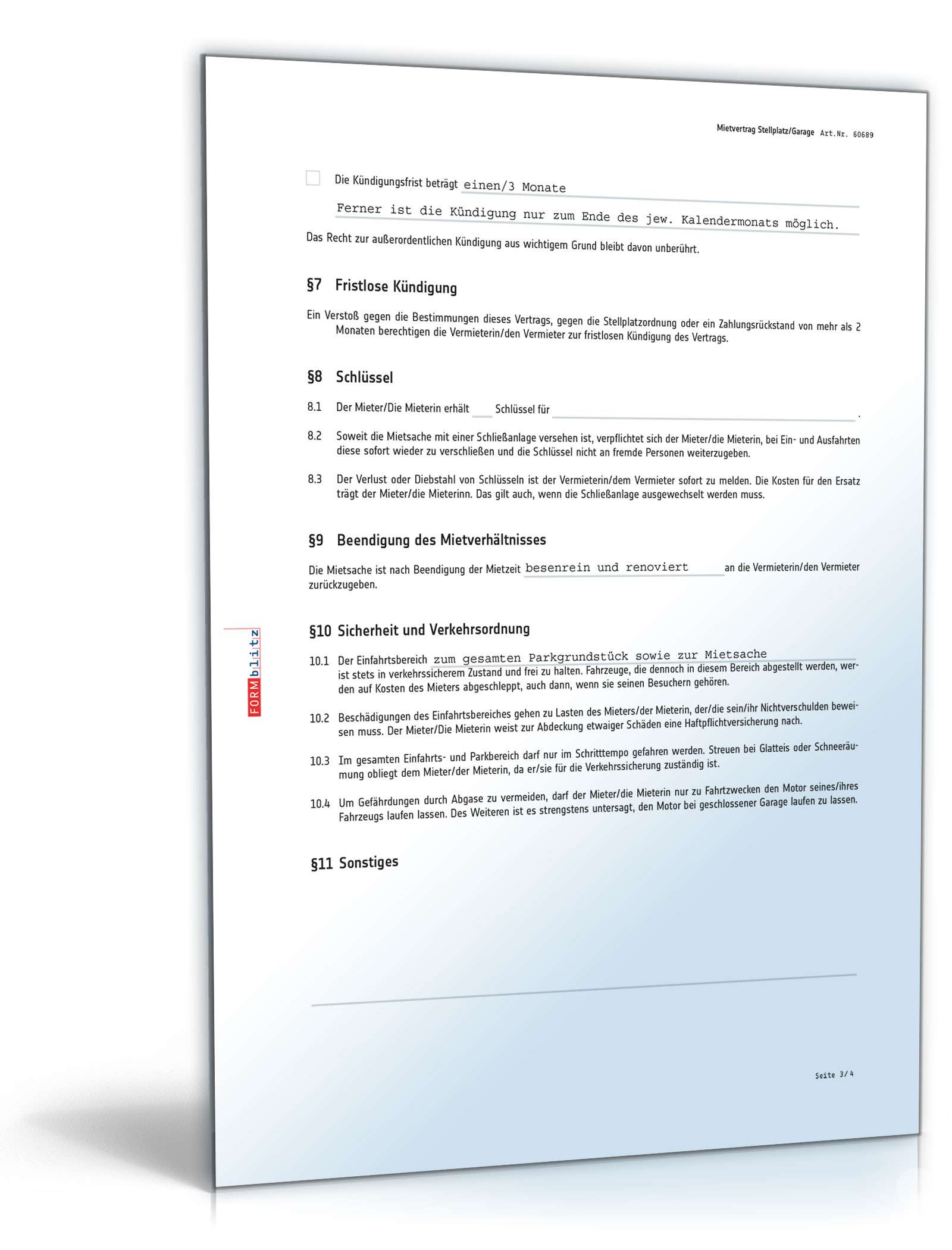 Mietvertrag Stellplatz PDF. Seite: 3