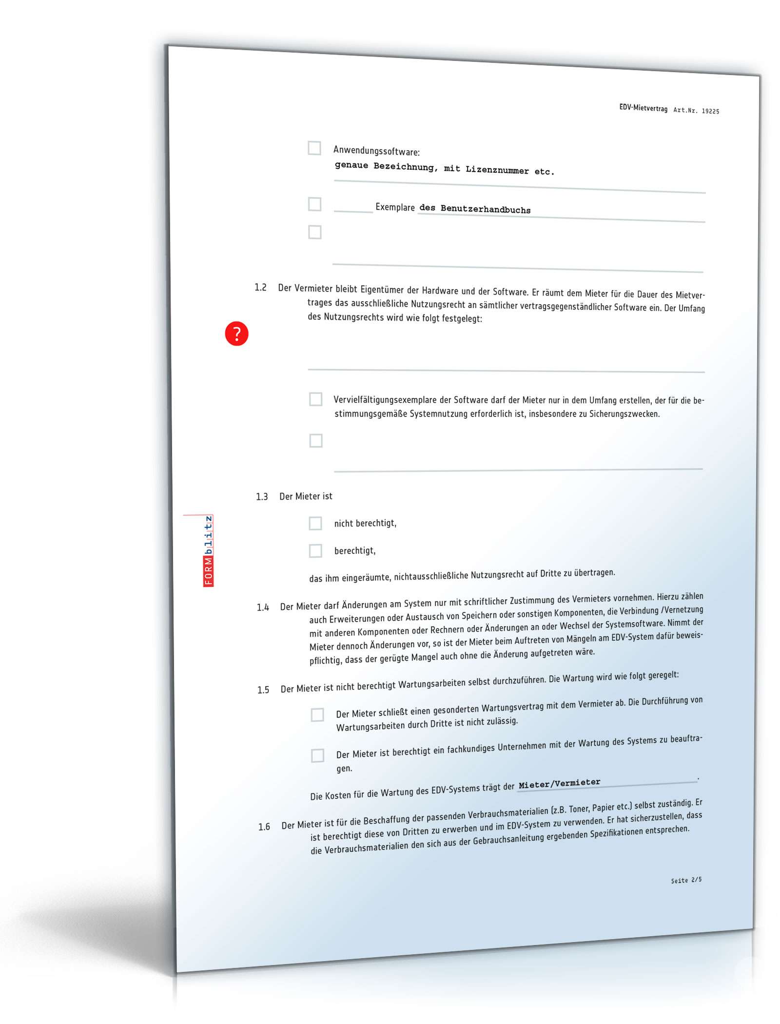 EDV-Mietvertrag PDF. Seite: 2