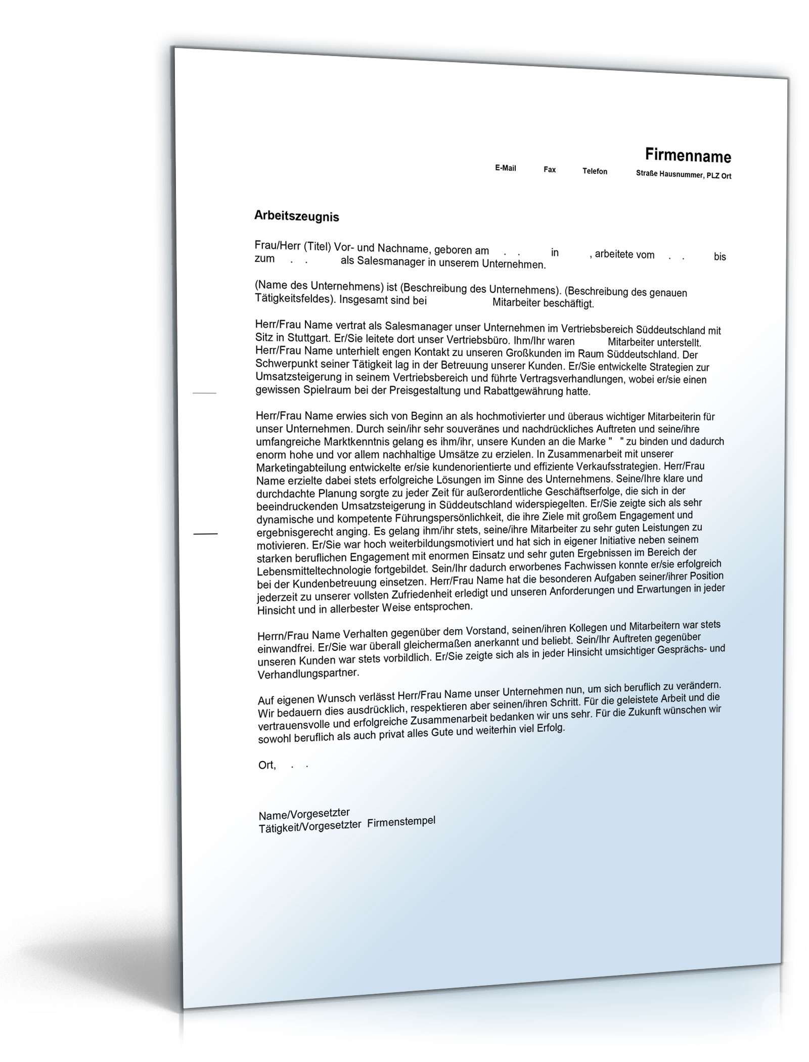 Arbeitszeugnis Sales Manager Excel. Seite: 4