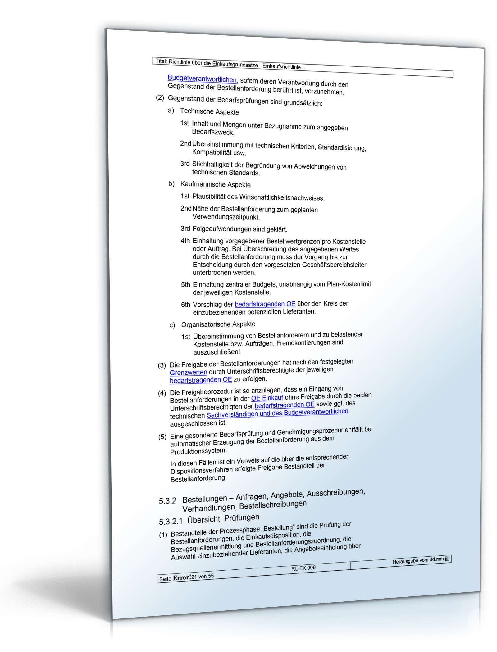 Richtlinien über die Einkaufsgrundsätze Word. Seite: 21