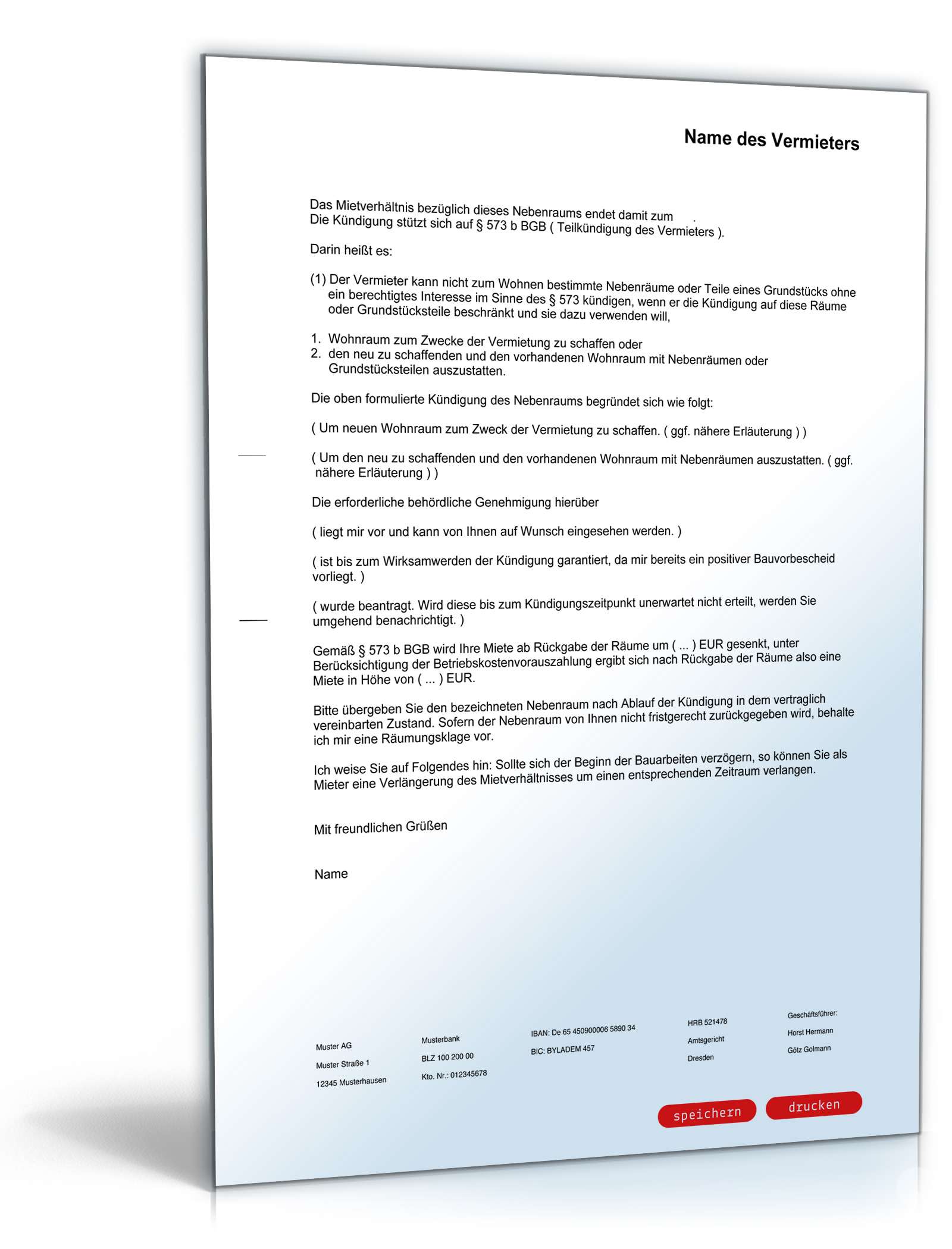 Kündigung Nebenräume durch Vermieter PDF. Seite: 2