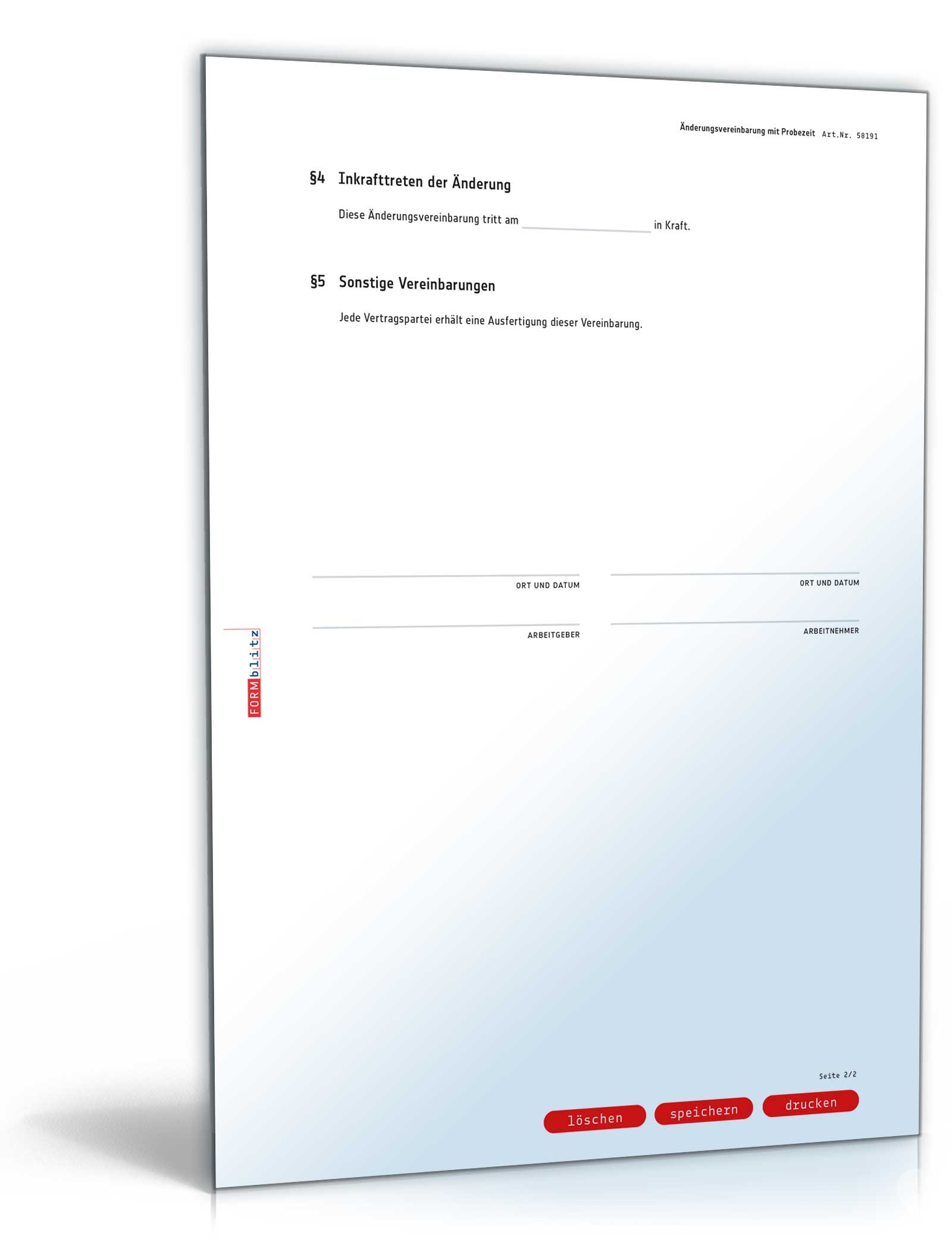 Änderungsvereinbarung mit Probezeit PDF. Seite: 2