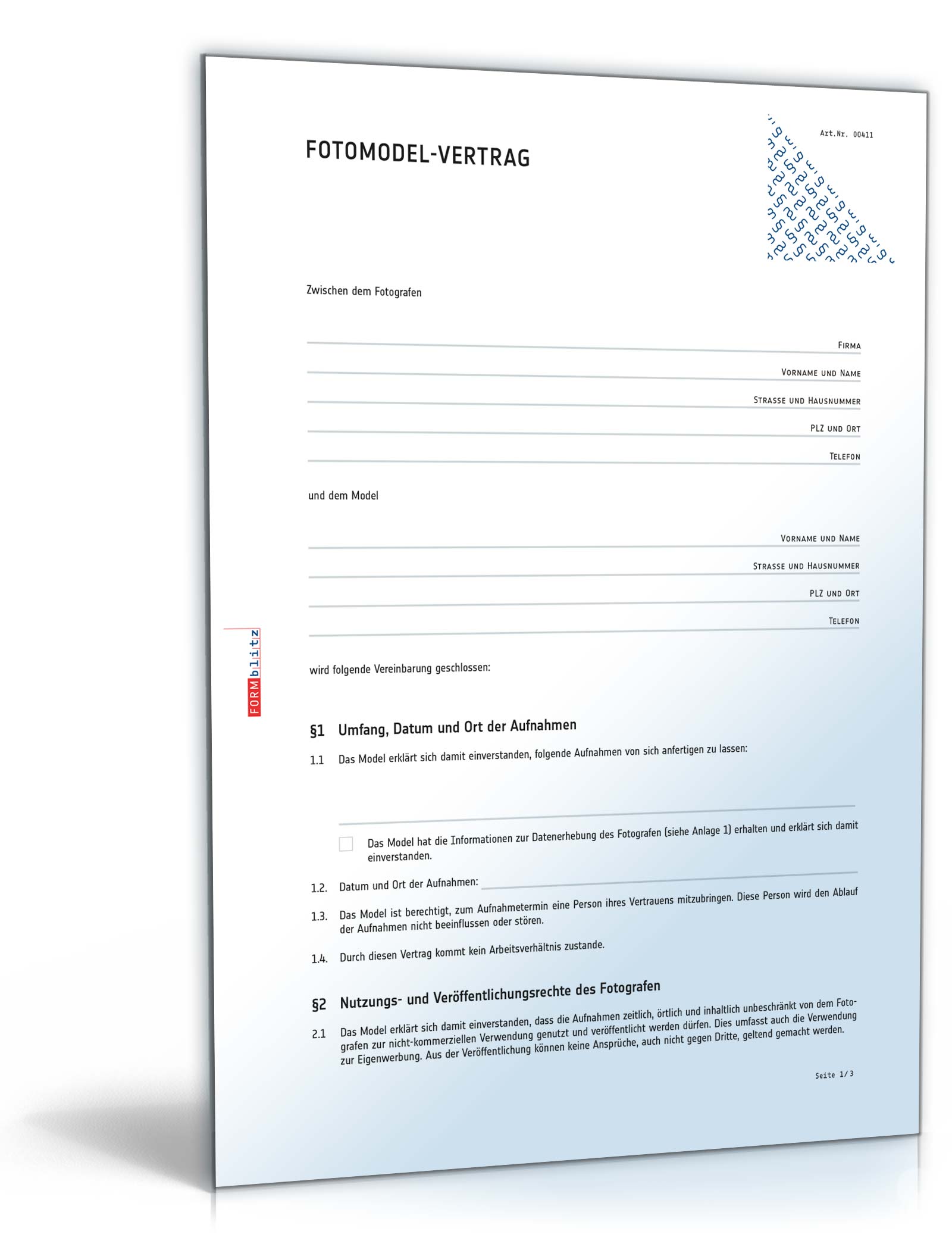 Fotomodel-Vertrag PDF