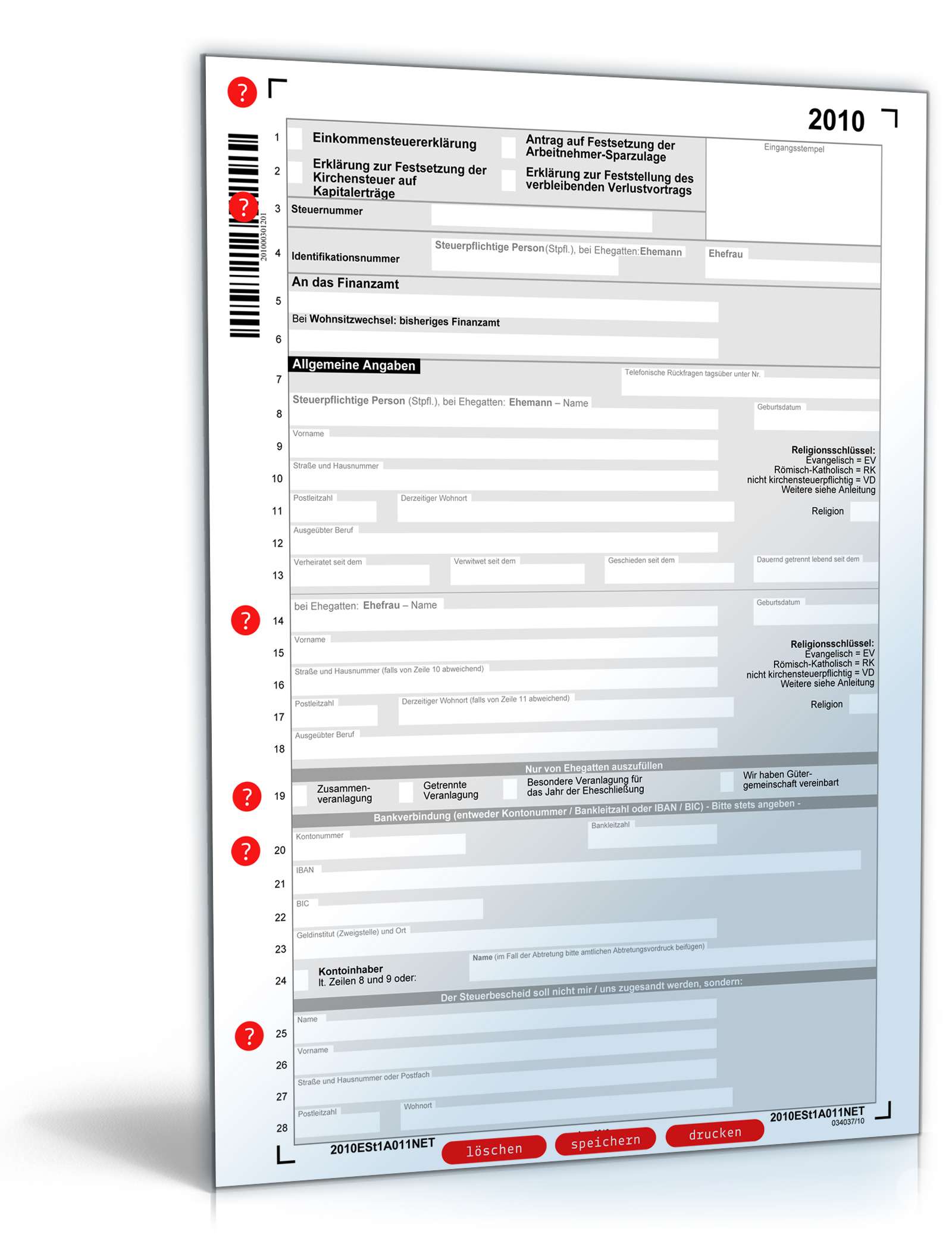 Einkommensteuererklärung 2010 PDF