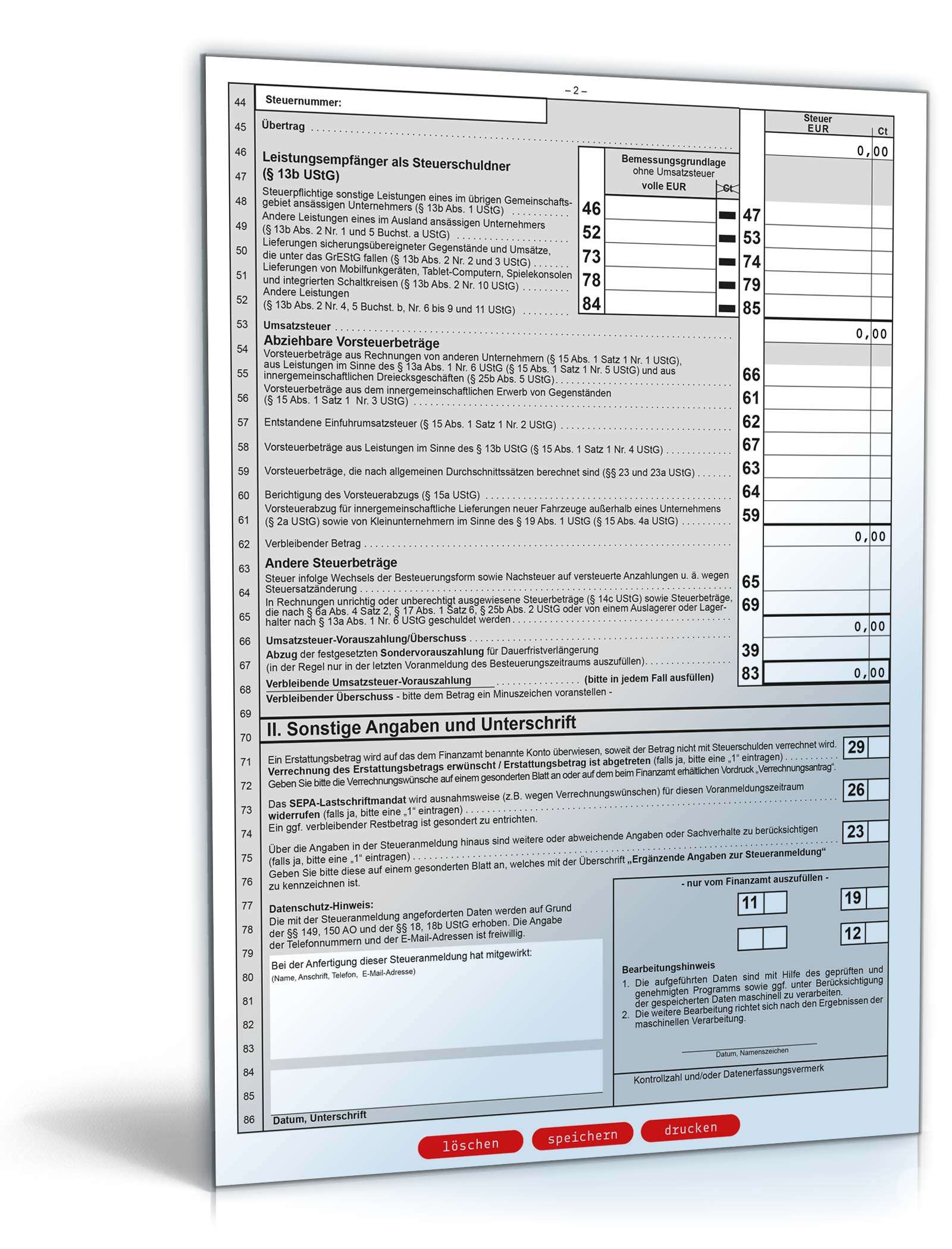 Umsatzsteuer-Voranmeldung 2018 PDF. Seite: 2
