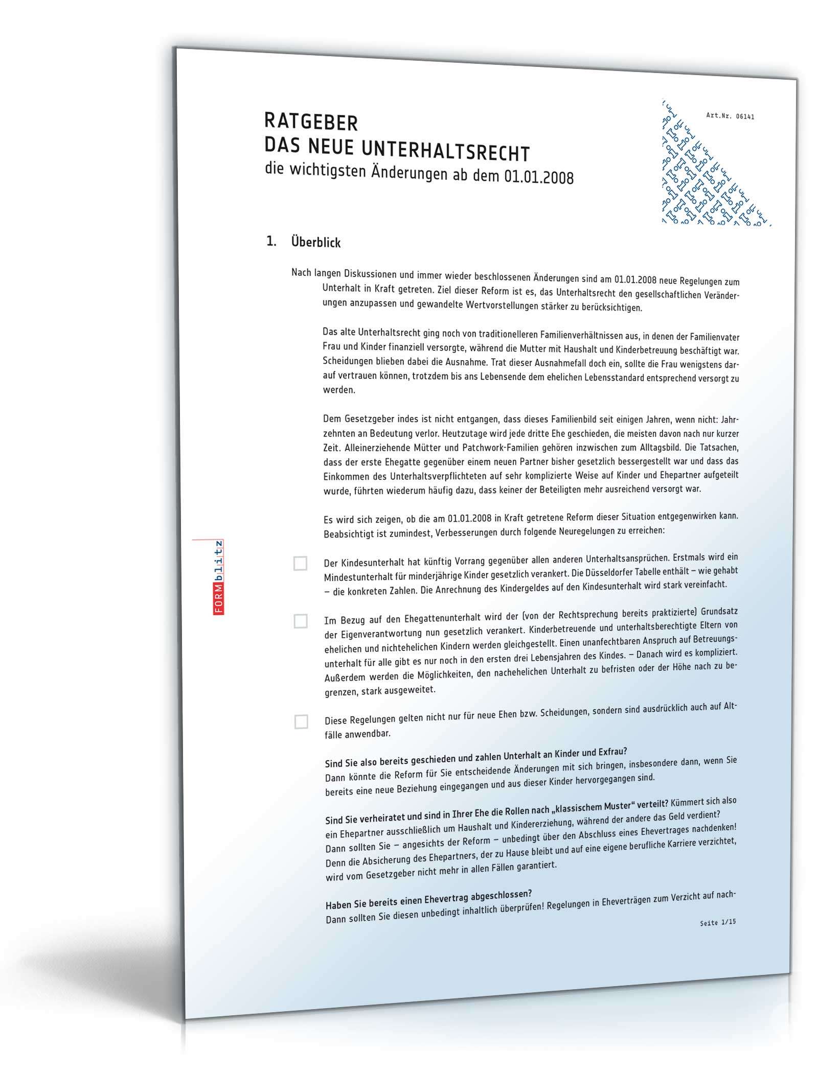 Ehevertrag nachehelicher Unterhalt inkl. Ratgeber Excel. Seite: 5