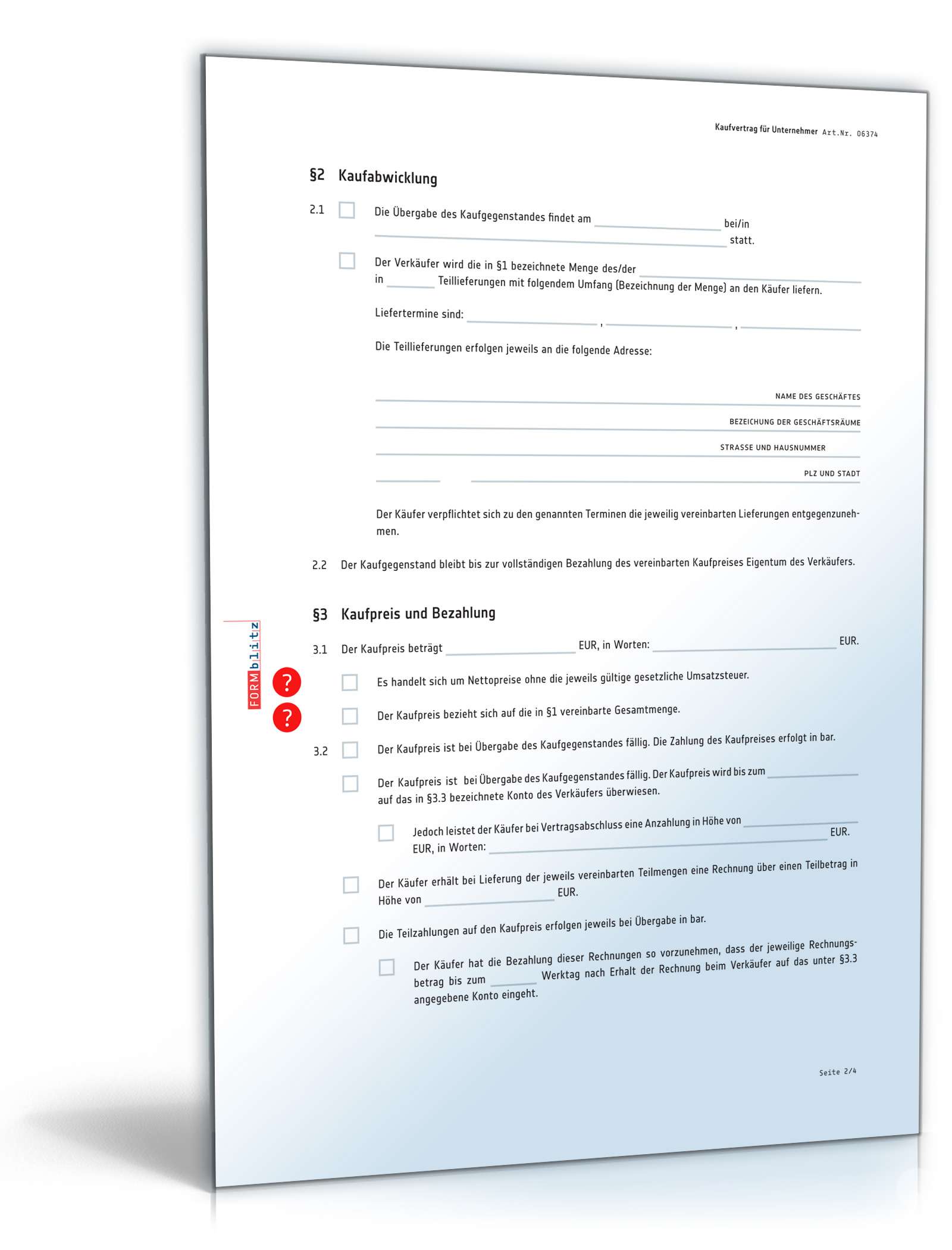 Kaufvertrag zwischen Unternehmern PDF. Seite: 2