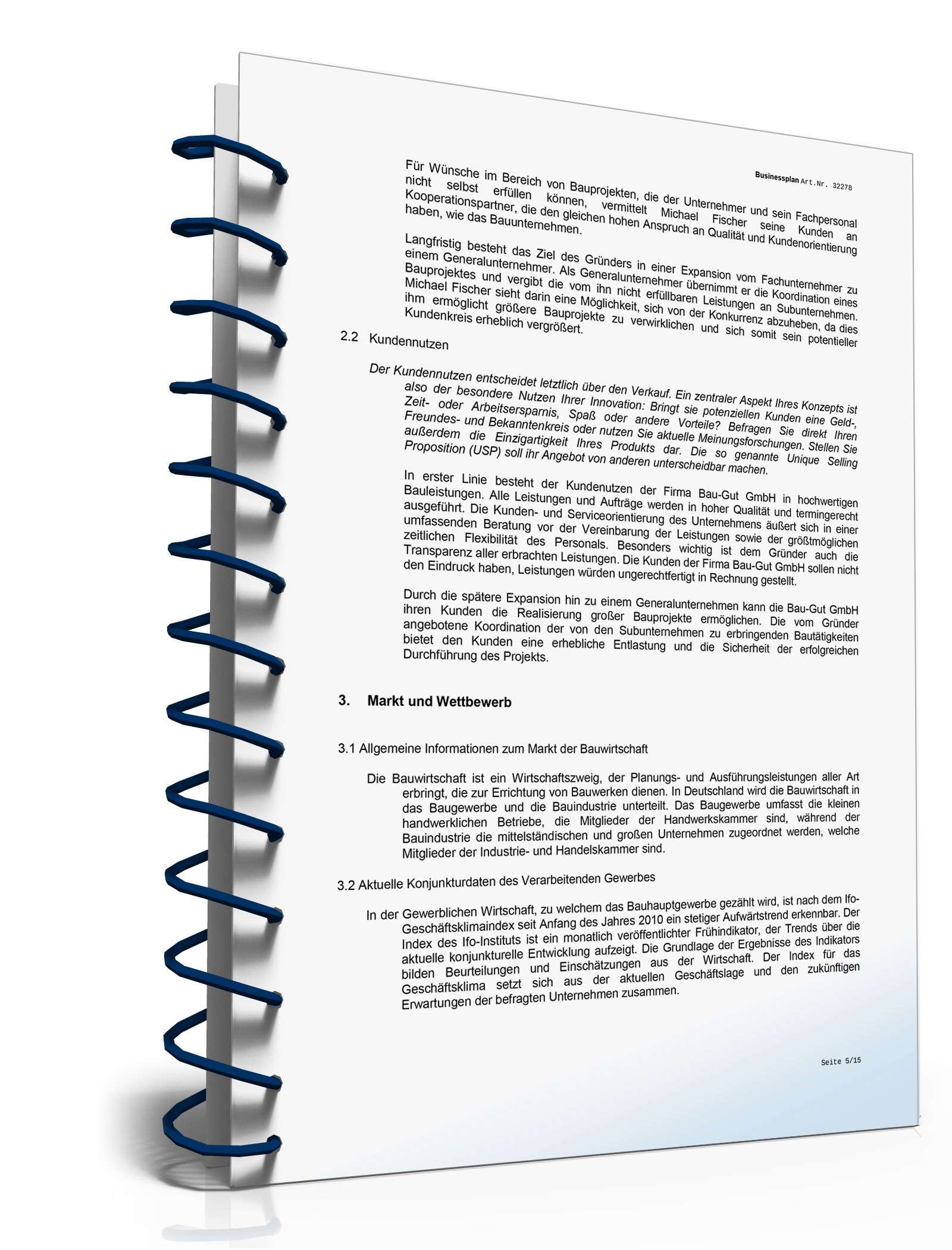 Businessplan Bauunternehmen Excel. Seite: 9