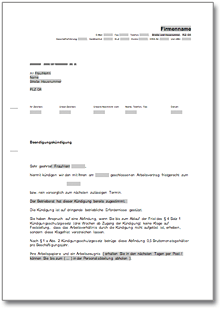 Betriebsbedingte Kündigung durch Arbeitgeber Word