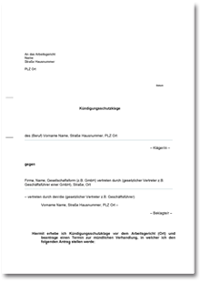 Kündigungsschutzklage Word