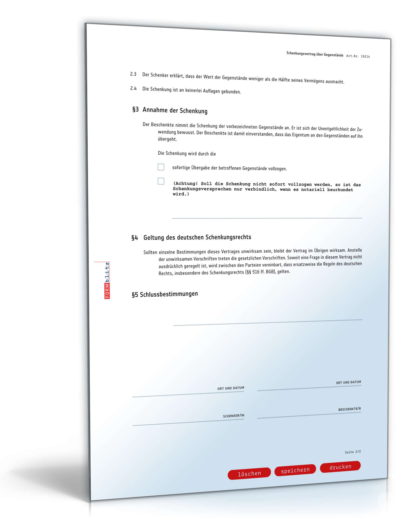 Schenkungsvertrag Gegenstand PDF. Seite: 2