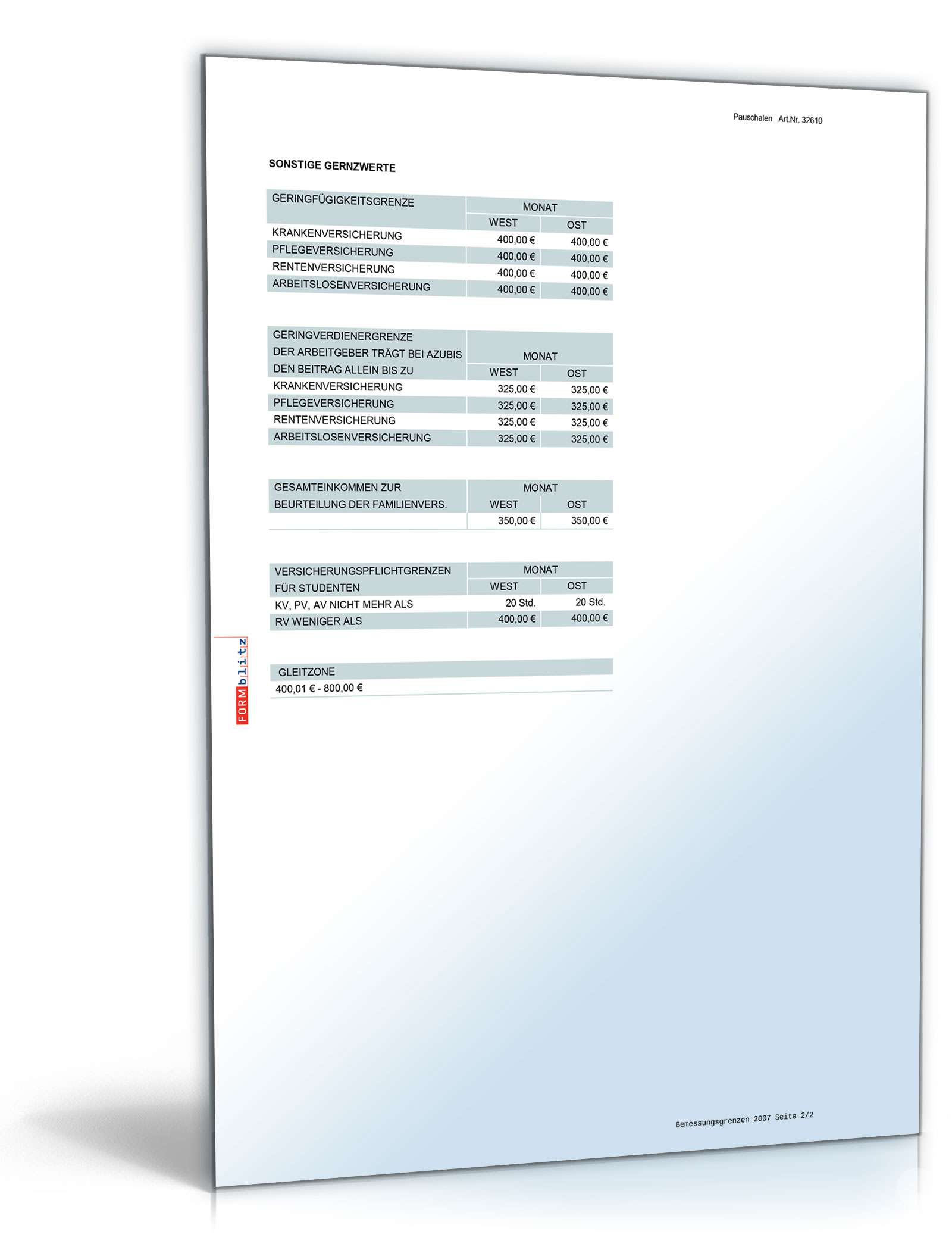 Diverse Pauschalsätze 2010/2011 Excel. Seite: 10
