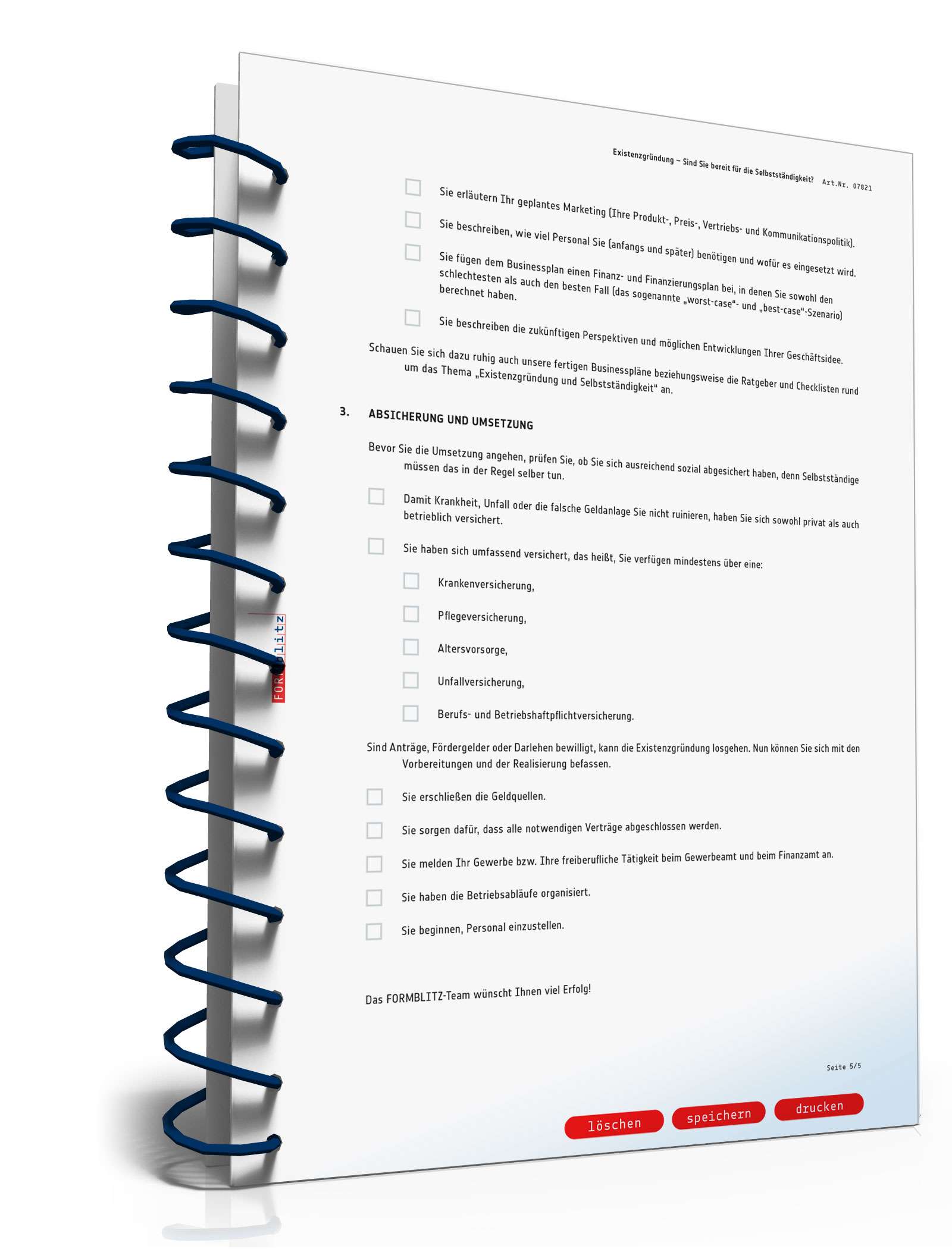 Checkliste Existenzgründung planen PDF. Seite: 5