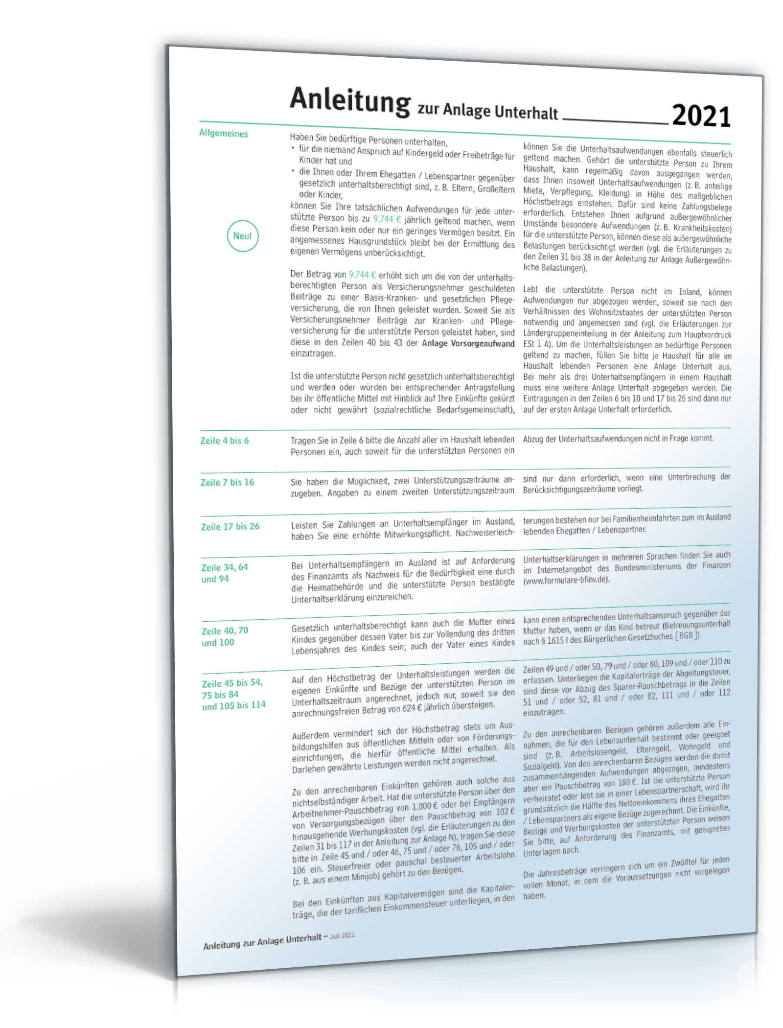 Anleitung Anlage Unterhalt 2021 PDF