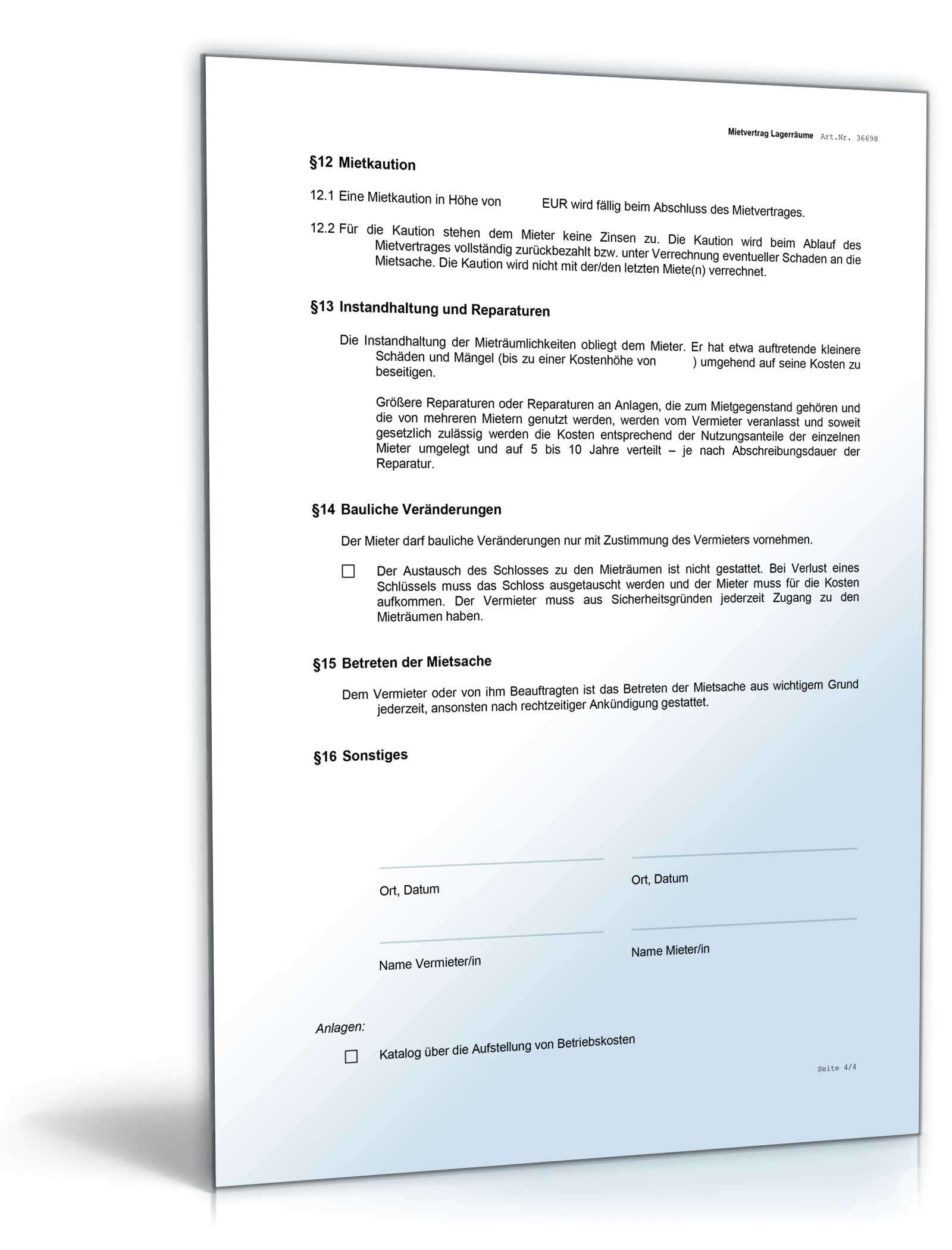Mietvertrag Lagerraum Word. Seite: 4