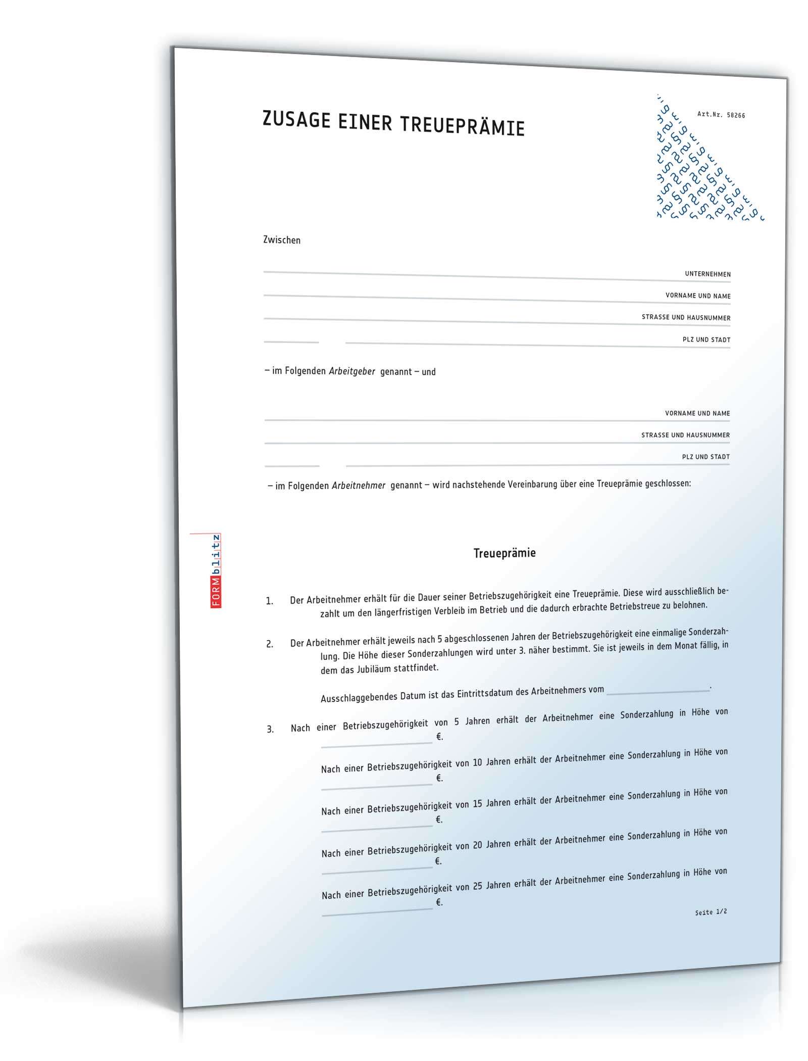 Zusage einer Treueprämie PDF