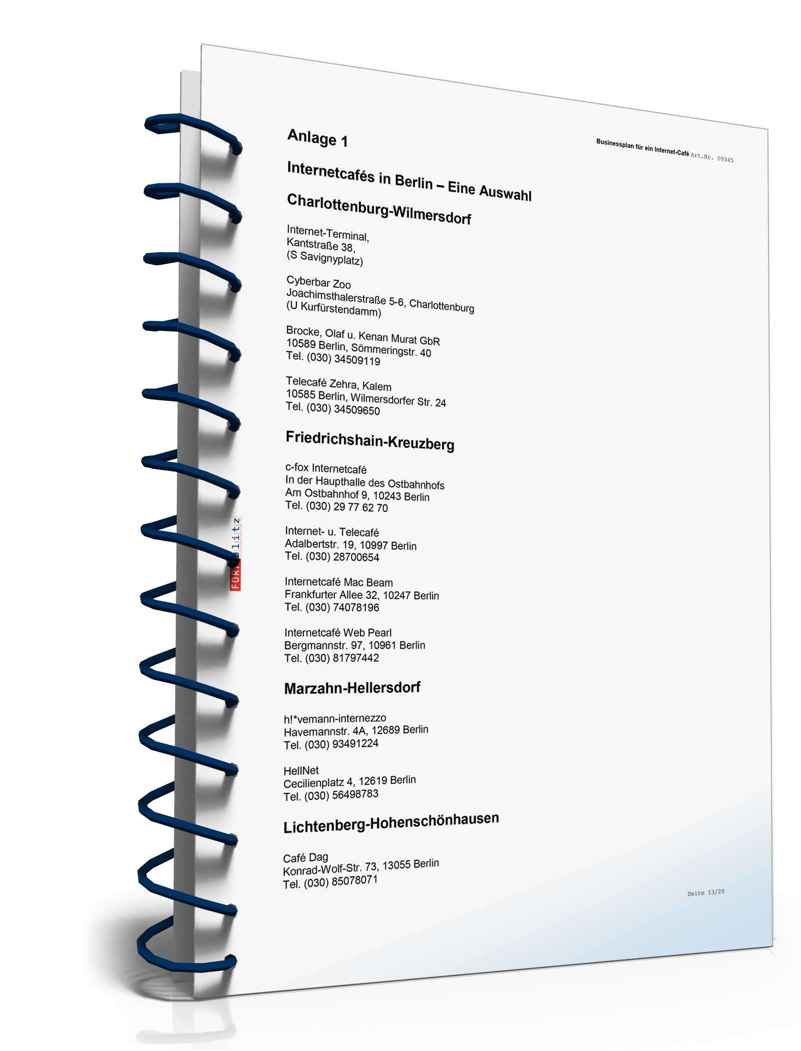 Businessplan Internetcafé Excel. Seite: 15