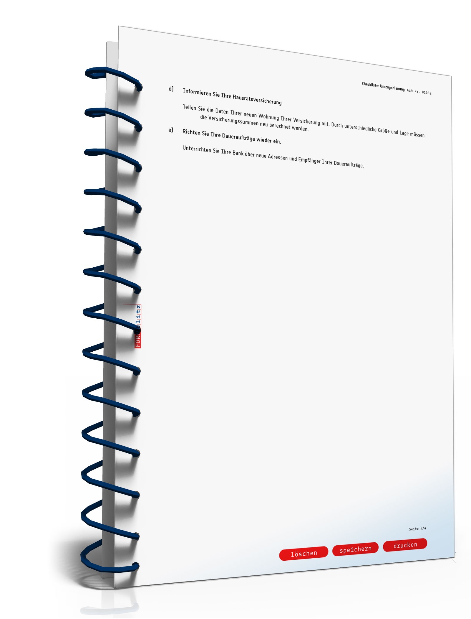 Checkliste Umzugsplanung PDF. Seite: 4