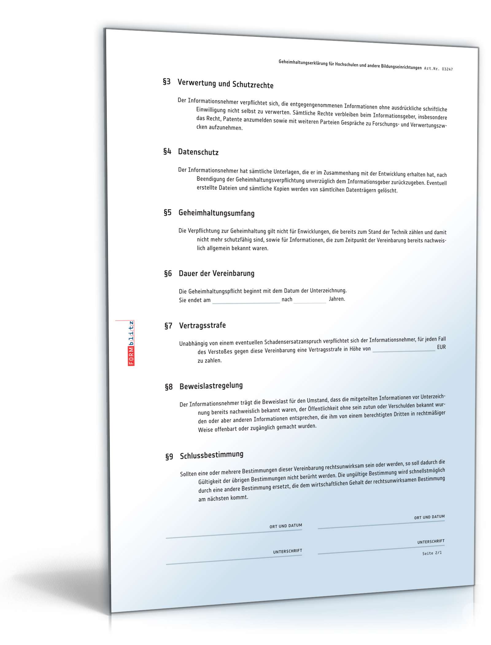 Geheimhaltungsvereinbarung Forschungsseinrichtungen PDF. Seite: 2