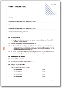 Sozietätsvertrag Word