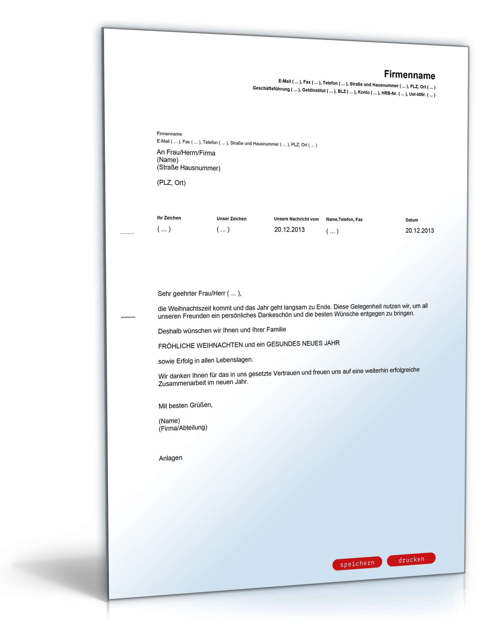 Weihnachtsbrief gute Geschäftskunden PDF