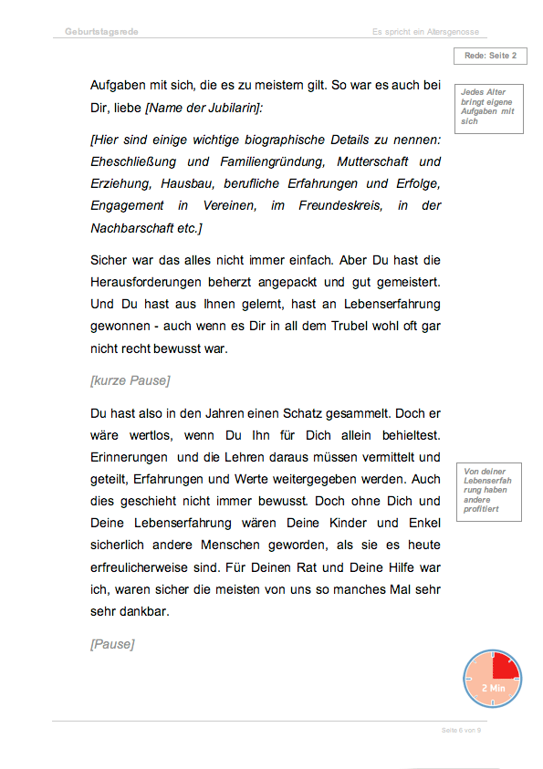 Musterrede 70. Geburtstag  Excel. Seite: 2