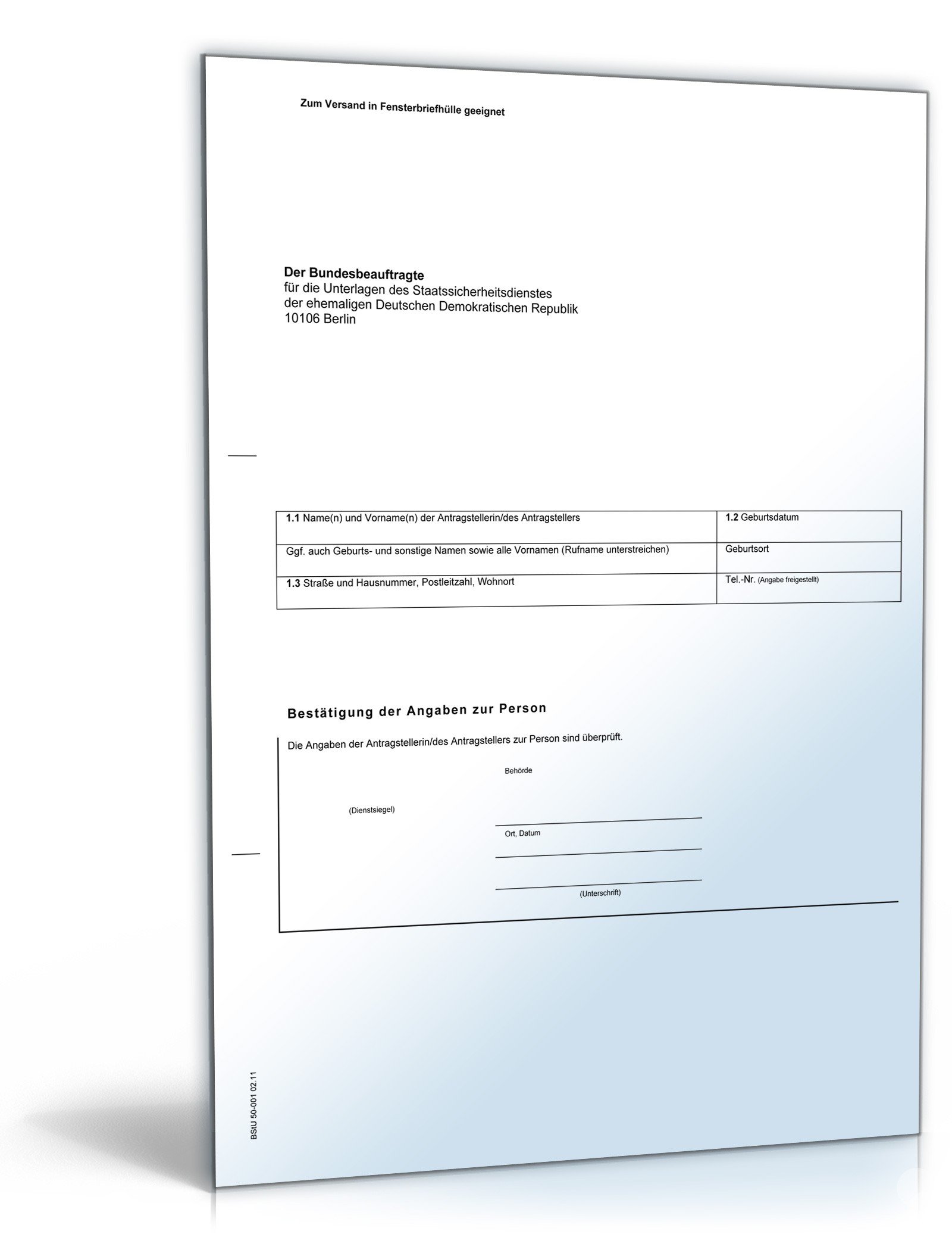 Antrag auf Einsichtnahme in Stasi-Akten PDF. Seite: 2