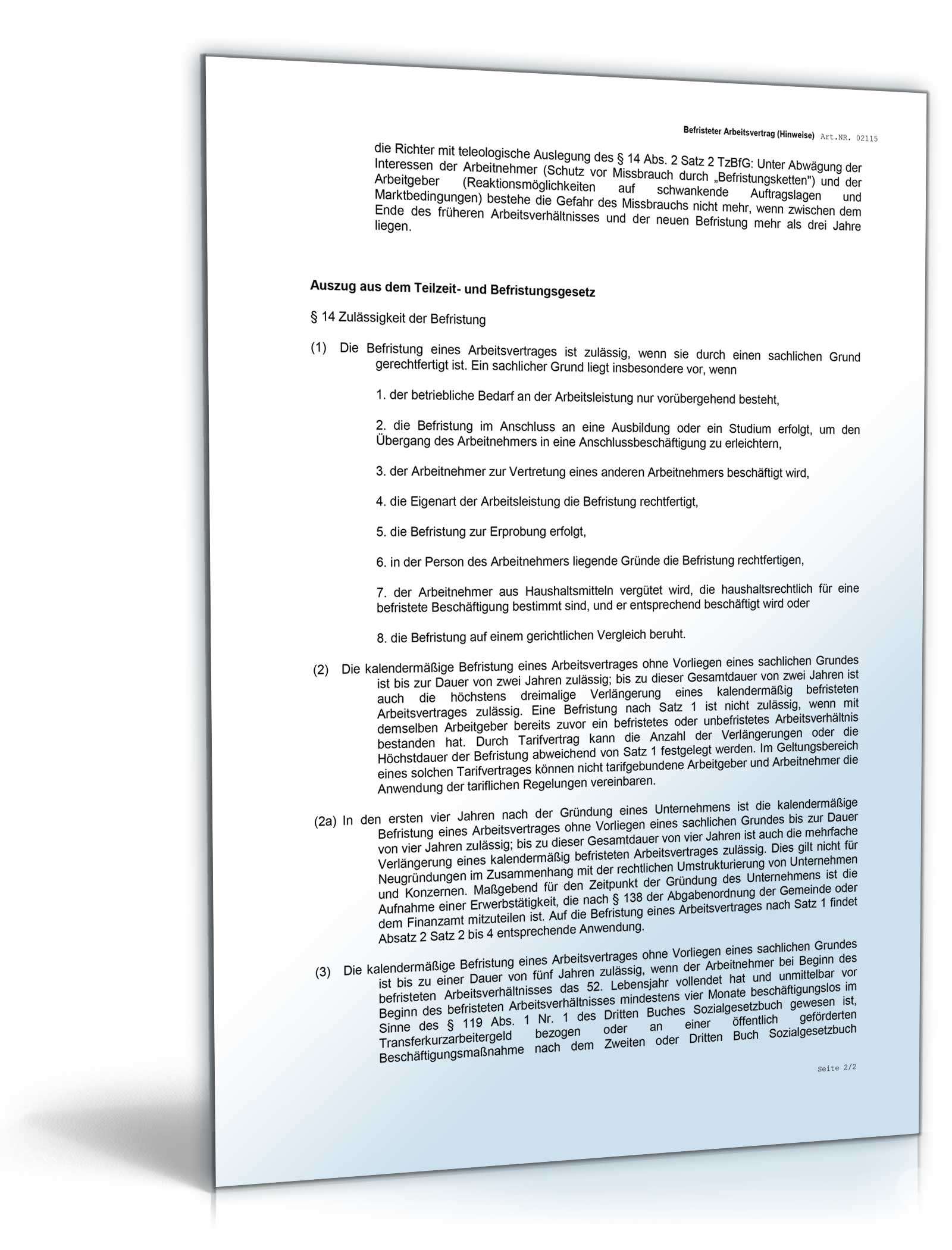 Befristeter Arbeitsvertrag Word. Seite: 8