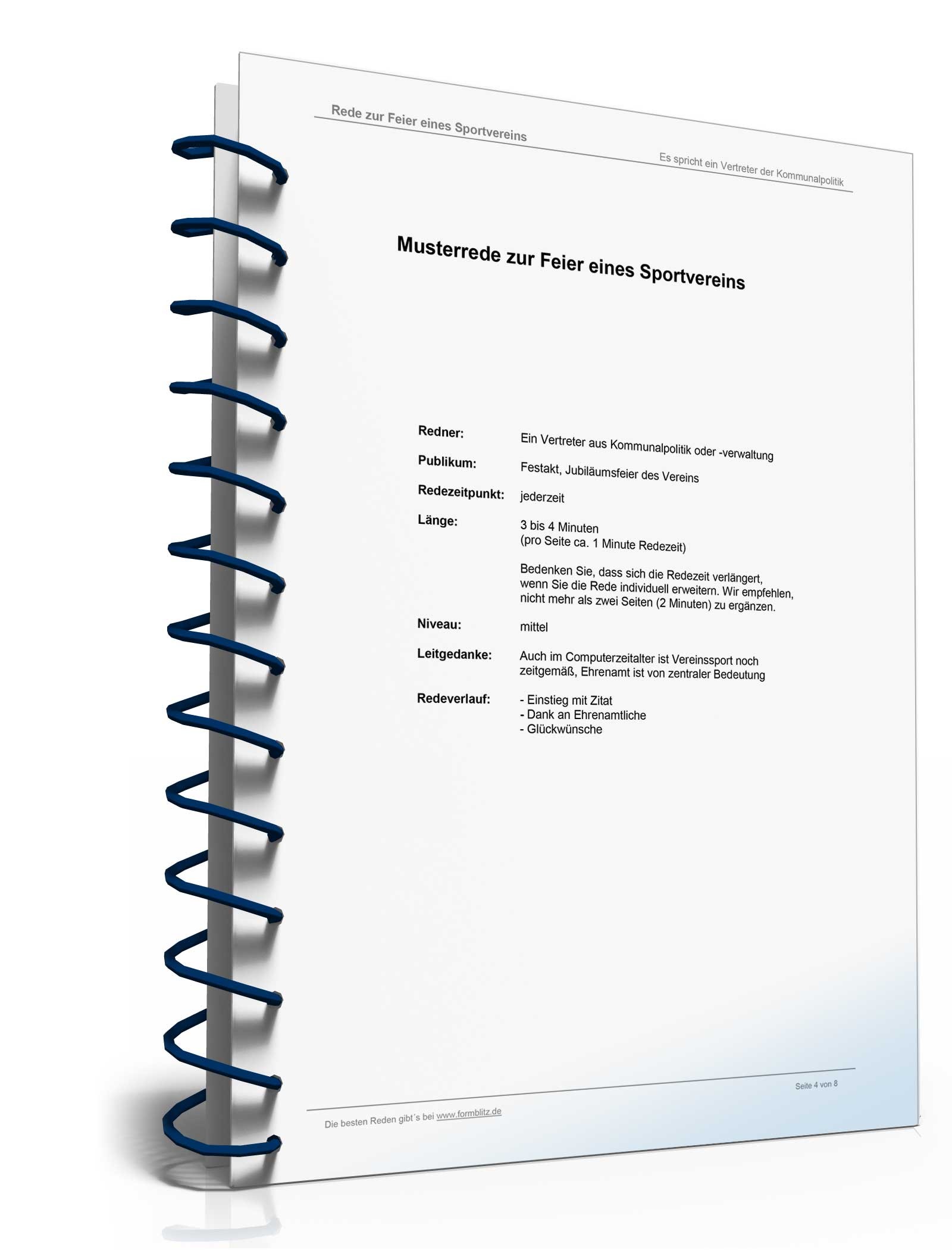 Musterrede Feier Sportverein Excel. Seite: 5
