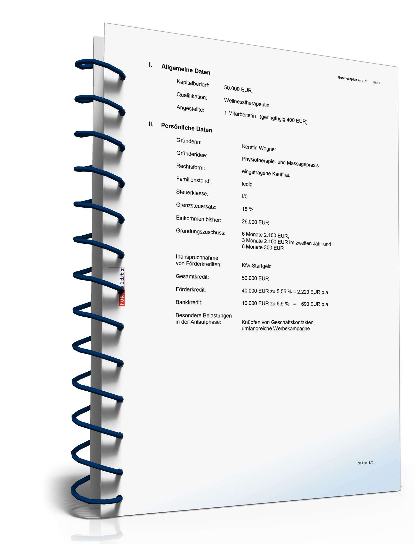 Businessplan Wellnesstherapie-Praxis Excel. Seite: 6